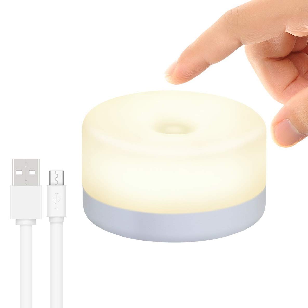 لامپ شب RTSU Baby Night Light، لامپ لمسی کوچک و قابل شارژ RTSU، چراغ شب بی‌سیم LED برای کودکان، لامپ شبانه‌روزی قابل حمل برای شیردهی، لامپ نرسری قابل تنظیم روشنایی سفید