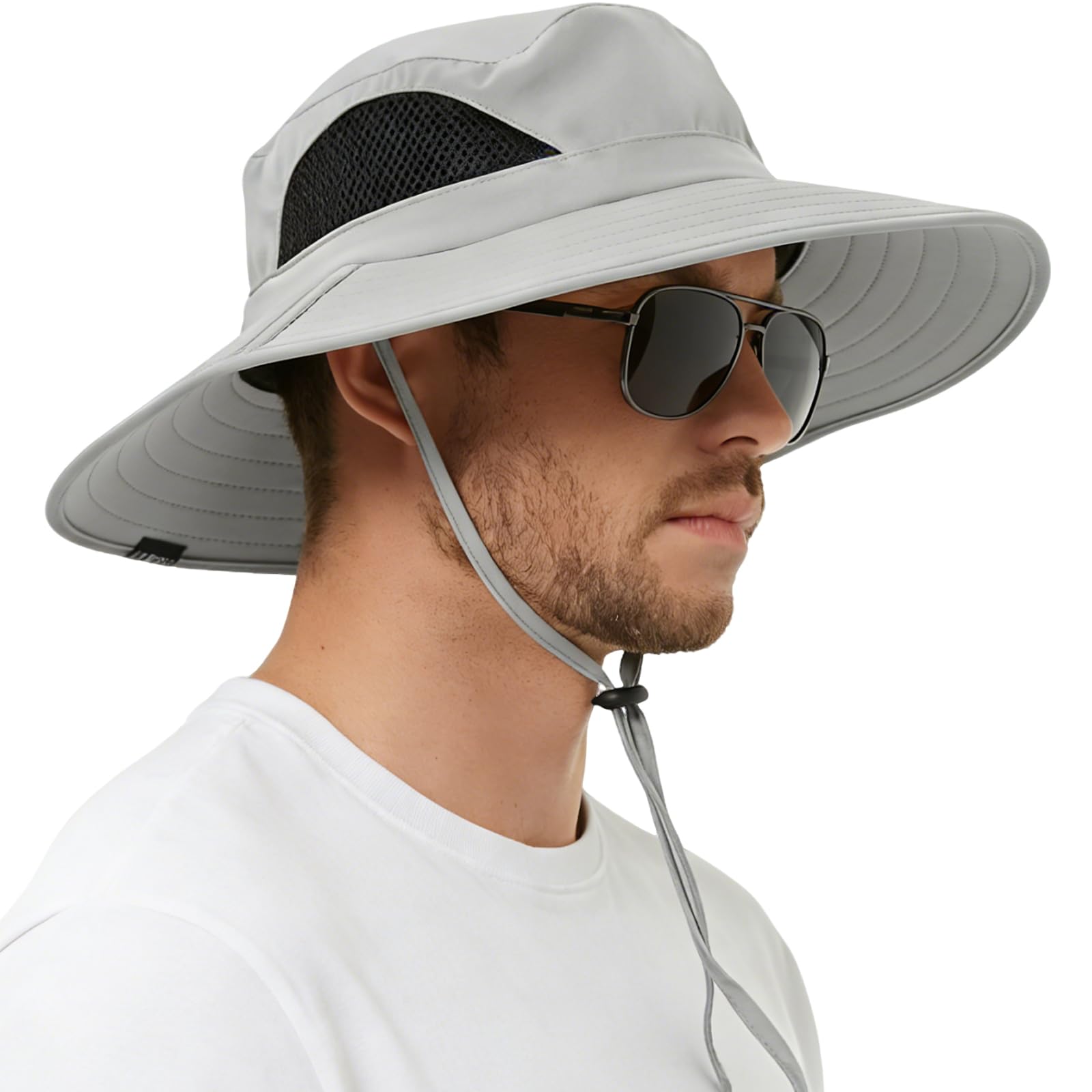EINSKEY Sun Hat for Men/Women, Waterproof Wide Brim Bucket Hat Foldable Boonie Hat for Fishing Hiking Garden Safari Beach light gray