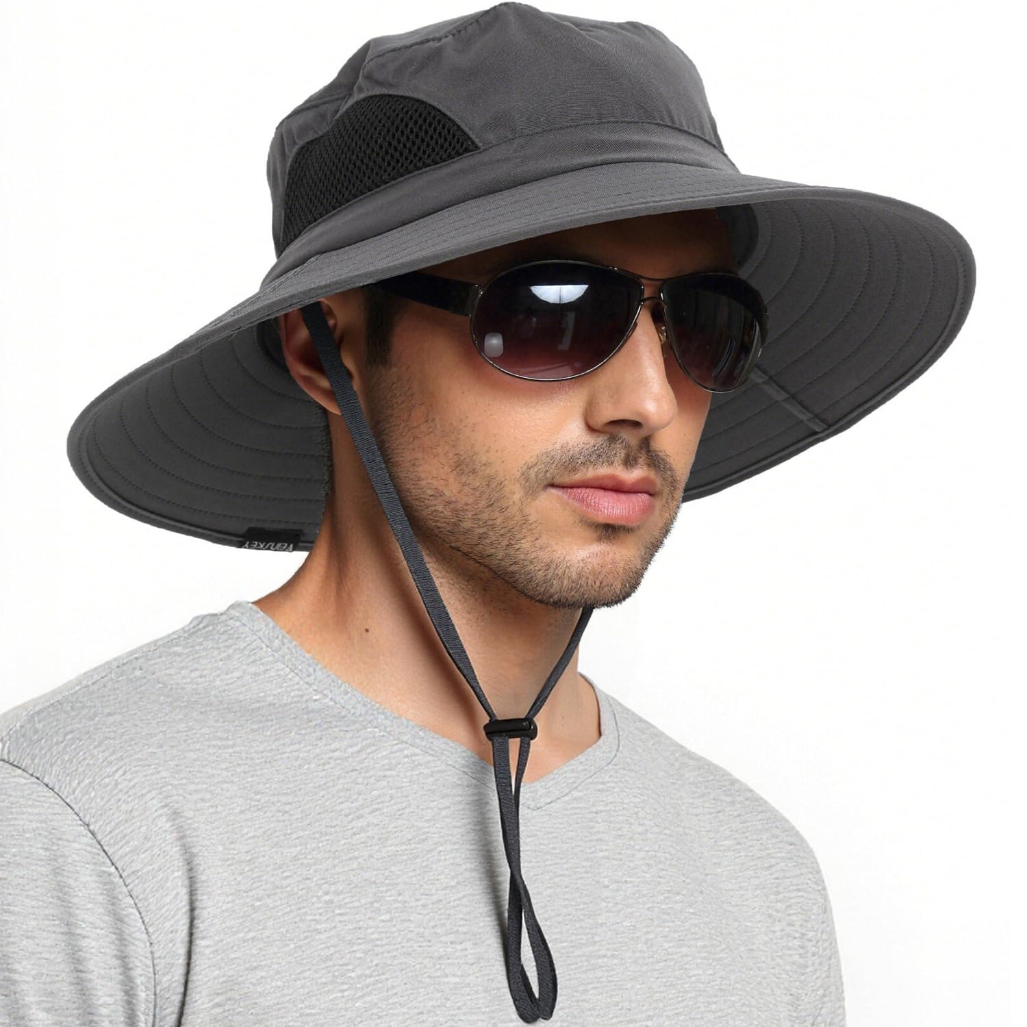 EINSKEY Sun Hat for Men/Women, Waterproof Wide Brim Bucket Hat Foldable Boonie Hat for Fishing Hiking Garden Safari Beach grey