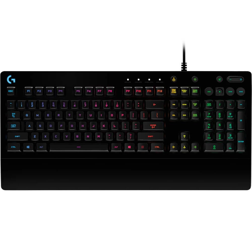 کیبورد بازی Logitech G213 Prodigy، کلیدهای دارای نور پس زمینه RGB Lightsync، مقاوم در برابر ریزش مایعات، کلیدهای قابل تنظیم، کلیدهای چندرسانه‌ای اختصاصی - مشکی