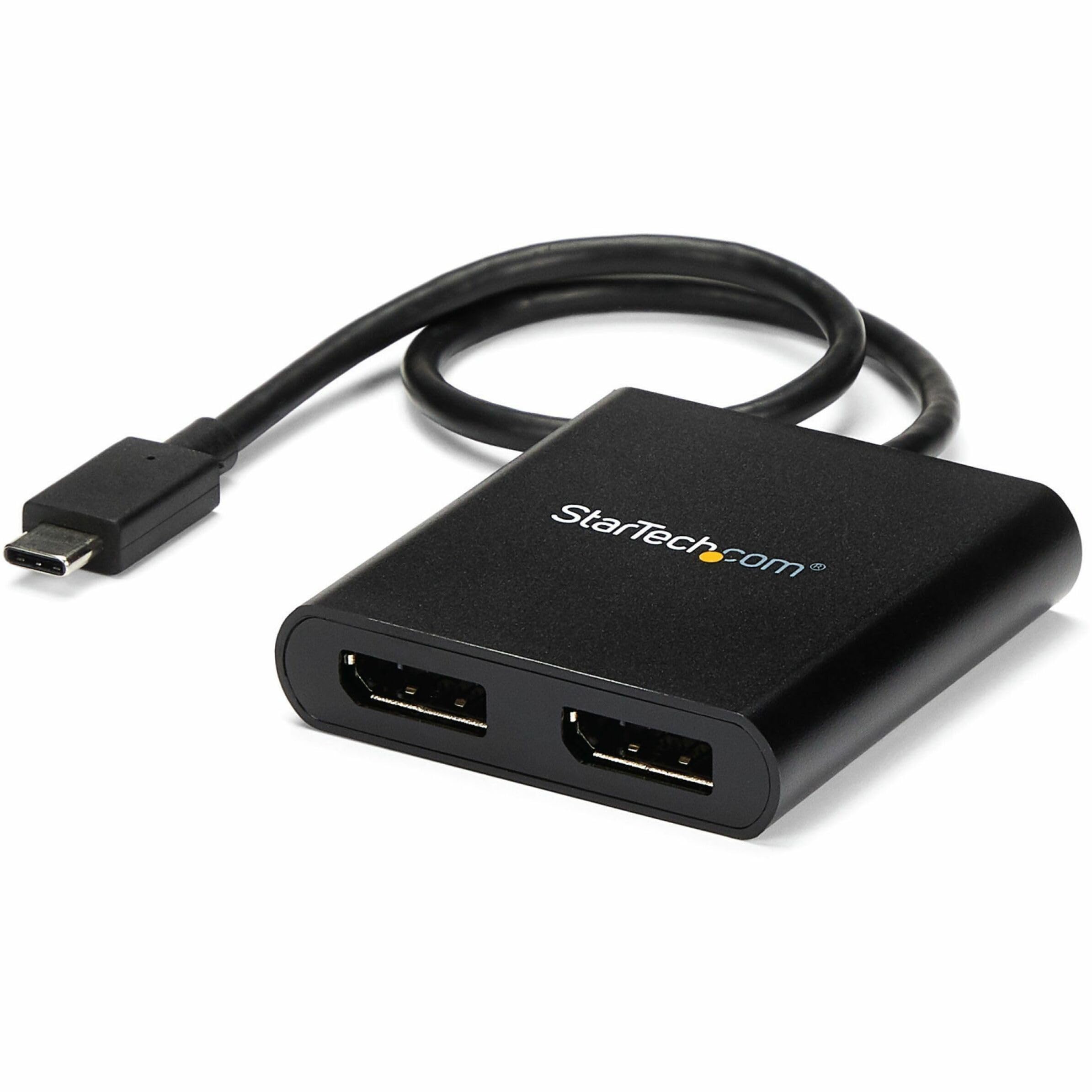 StarTech.com USB-C به دو DisplayPort 1.2 Adapter، USB Type-C Multi-Monitor MST Hub، دوگانه 4K 30Hz/1080p 60Hz DP Laptop Display Extender/Splitter، کابل بلند اضافی دارای Windows (MSTCDP122DP) 2x DisplayPort