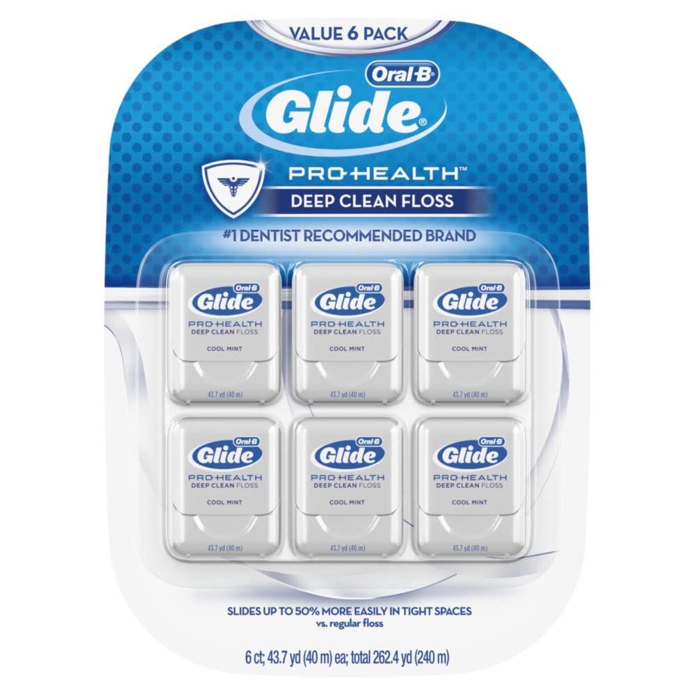 Oral-B Glide ریسه دندانی نعنای خنک و عمیق تمیز کننده، 6 عدد، ریسه دندانی Glide Pro-Health Deep Clean