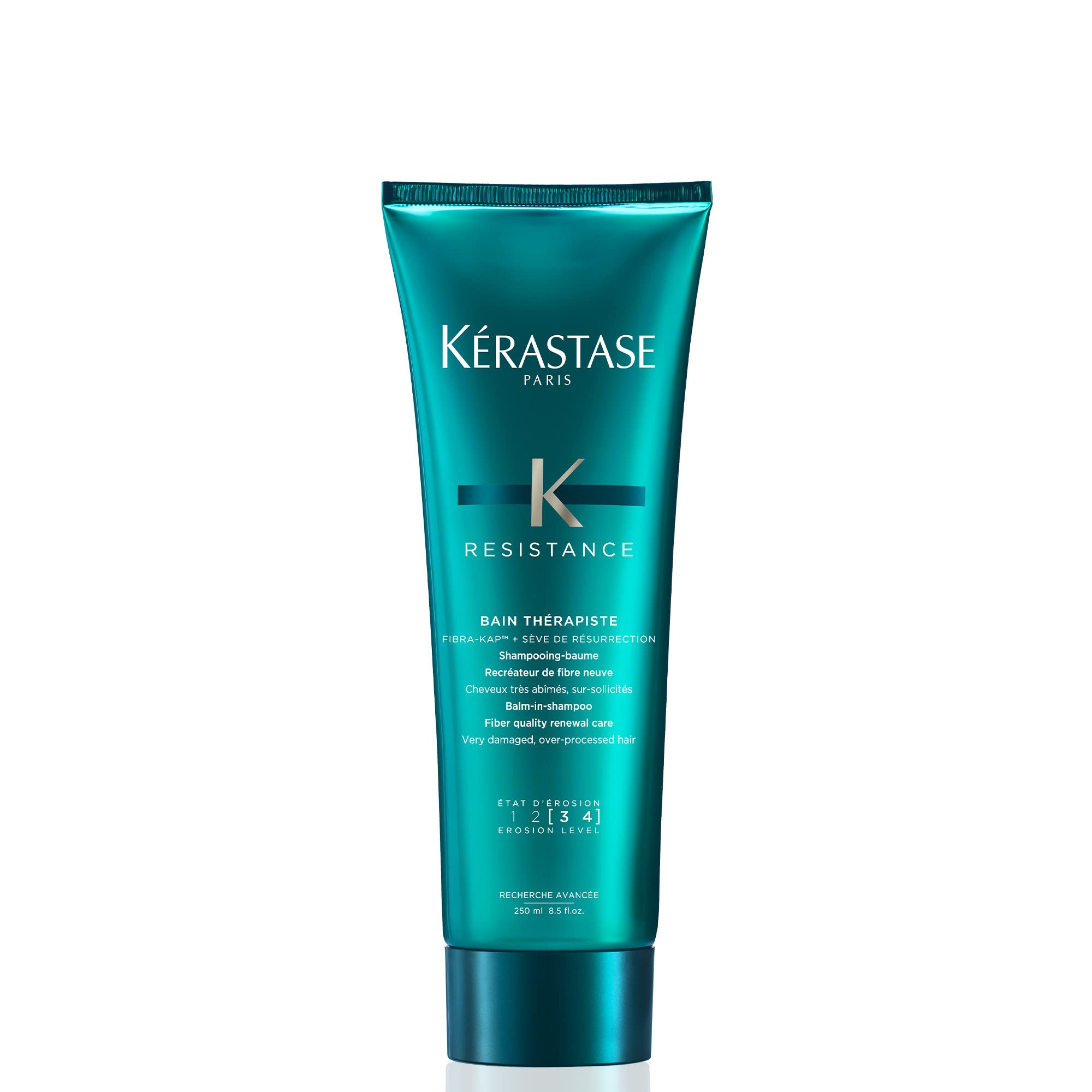 شامپو ترمیم‌کننده Kérastase Resistance Bain Therapiste برای موهای بسیار آسیب‌دیده و زیاد پردازش شده حجم ۲۵۰ میلی‌لیتر