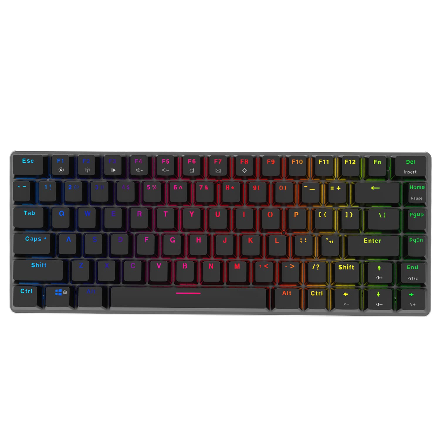 کیبرد مکانیکال Ajazz AK33 Geek RGB، طراحی ۸۲ کلیده، سوئیچ‌های آبی، نورپردازی LED، کیبرد بازی سیمی آلومینیوم قابل حمل، کابل قابل جداشدن، برای بازی، کار و استفاده روزانه، نورپردازی RGB آبی سوئیچ آبی