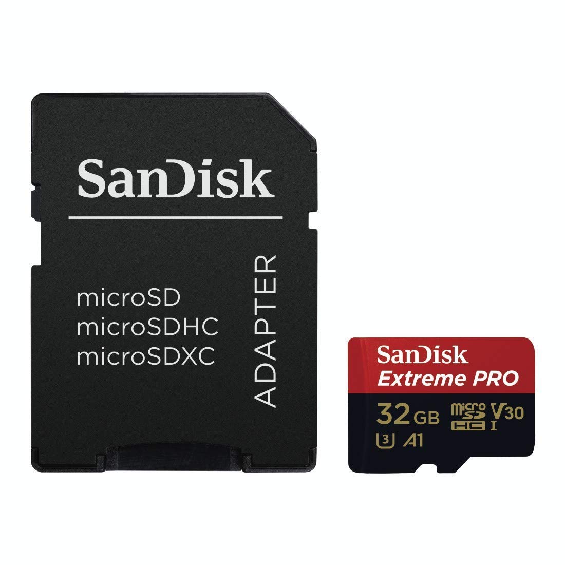 کارت حافظه SanDisk Extreme PRO 32 گیگابایت microSDHC + آداپتور SD با سرعت تا 95 مگابایت بر ثانیه، کلاس 10، U3، V30 32 گیگابایت