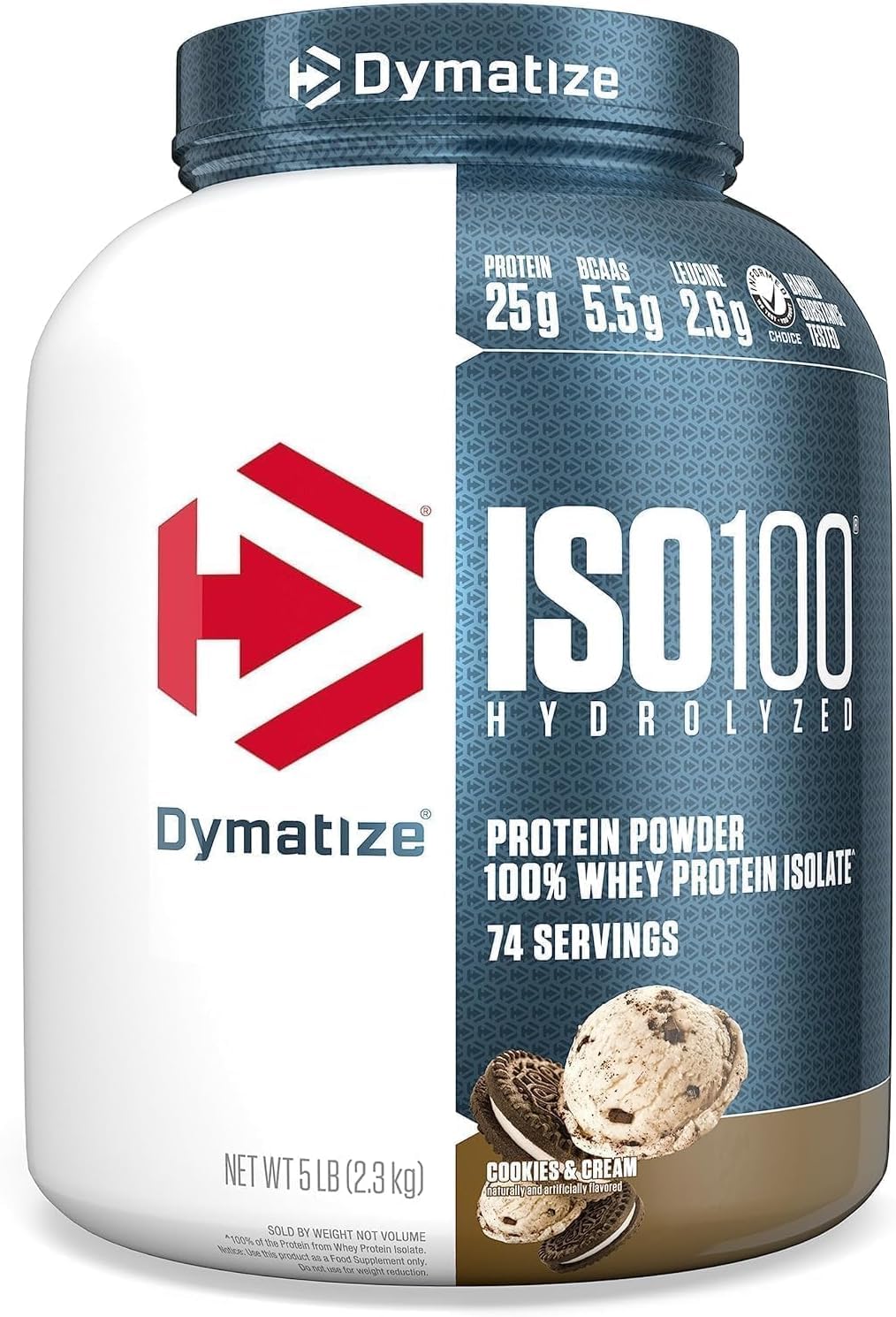 Dymatize ISO 100 با قند صفر وی پروتئین وی پودر کوکی و کرم، ۵ پوند