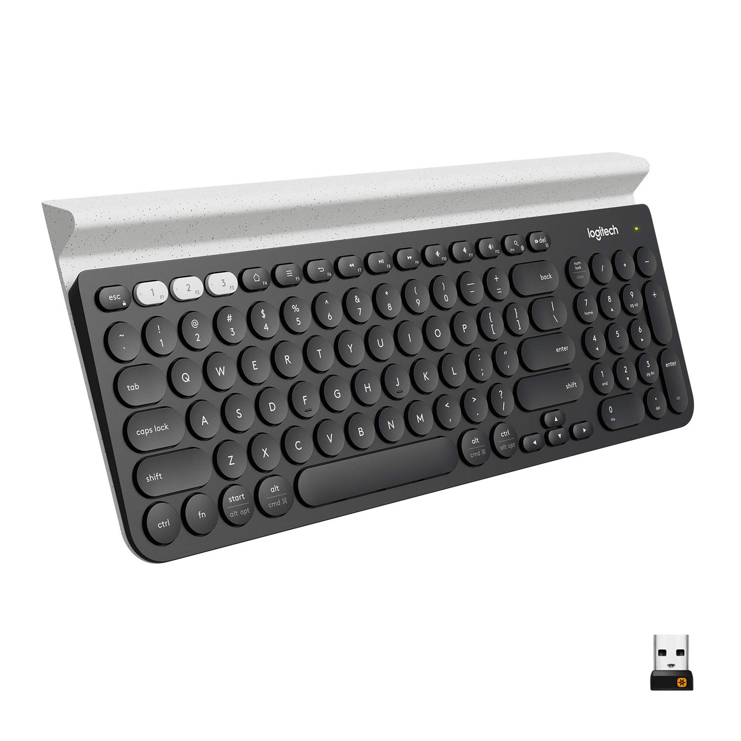 کیبورد بی‌سیم Logitech K780 Multi-Device برای کامپیوتر، تلفن همراه و تبلت - سازگاری با کنترل کامپیوترهای متقاطع FLOW - کیبورد رنگ سفید با نقاط قهوه‌ای