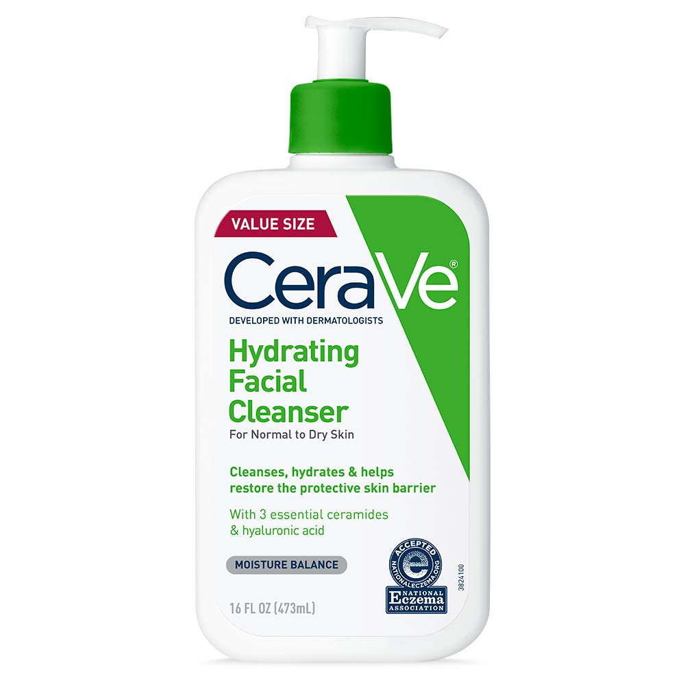 شوینده صورت مرطوب کننده CeraVe | شستشوی صورت غیر‌پف کن با اسید هیالورونیک، سرامیدها و گلیسرین | بدون عطر و پارابن | 16 اونس مایع 473 میلی لیتر (بسته‌ای 1 عدد)