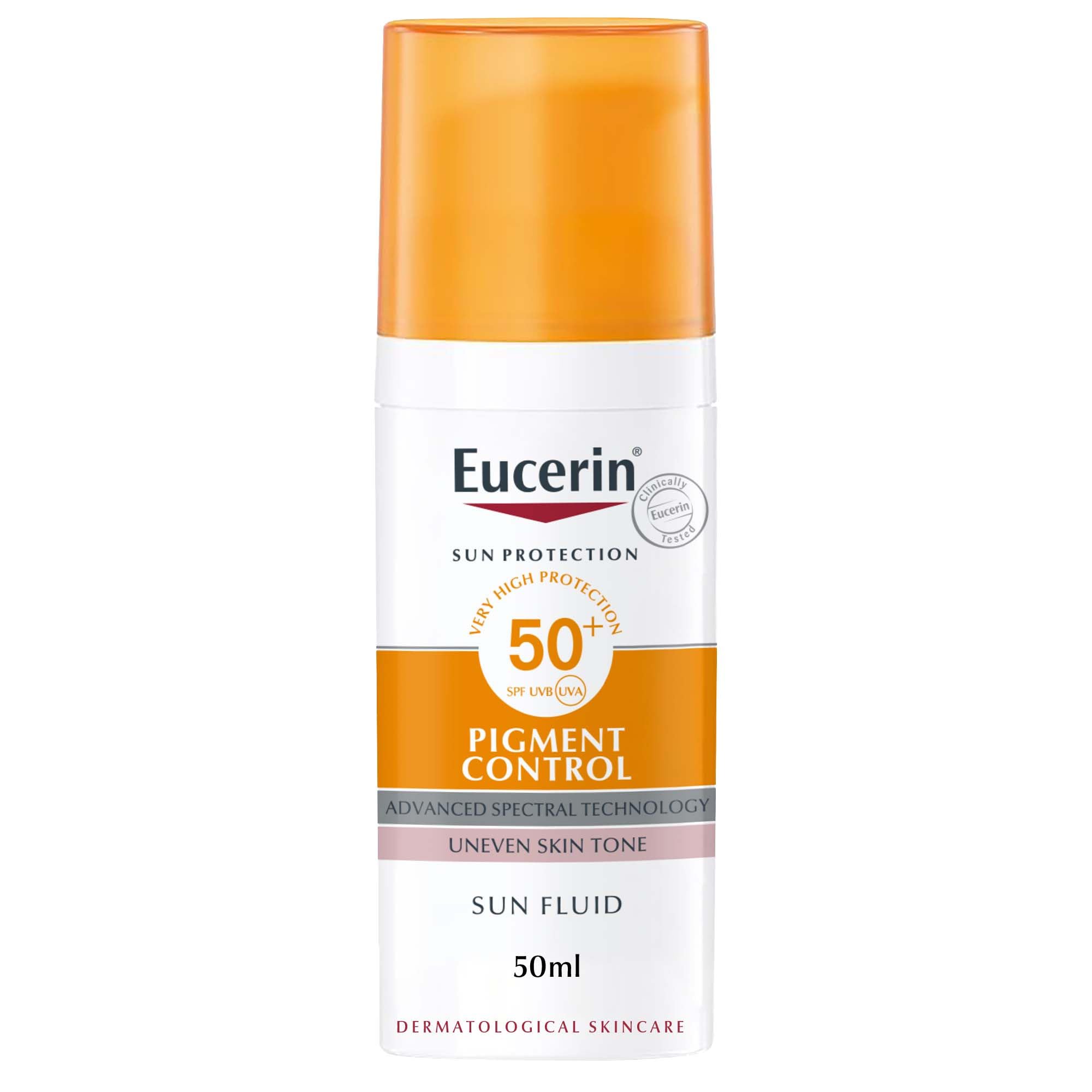کرم ضد آفتاب صورت یوسرین با ترکیباتی مانند تیامیدول، با محافظت بالای UVA/UVB، فرمولی با SPF50+ که باعث کاهش لکه‌ها برای تنظیم رنگ پوست نامنظم می‌شود، حجم 50 میلی‌لیتر، بسته‌بندی 1 عدد