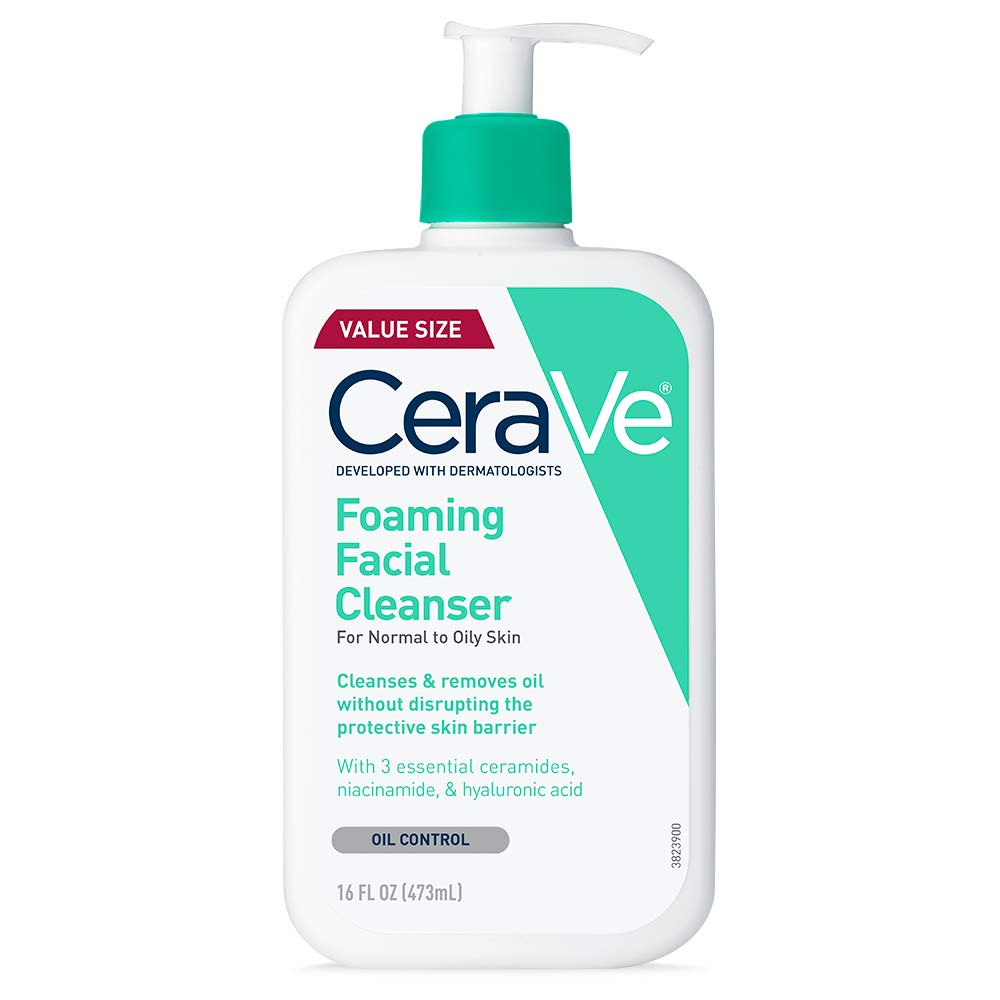 شستشوی صورتی فومینگ سراوه CeraVe | آرایش‌پاک‌کن و شستشوی روزانه پوست چرب، ۴۷۳ میلی‌لیتر (بسته‌ی ۱ عدد)