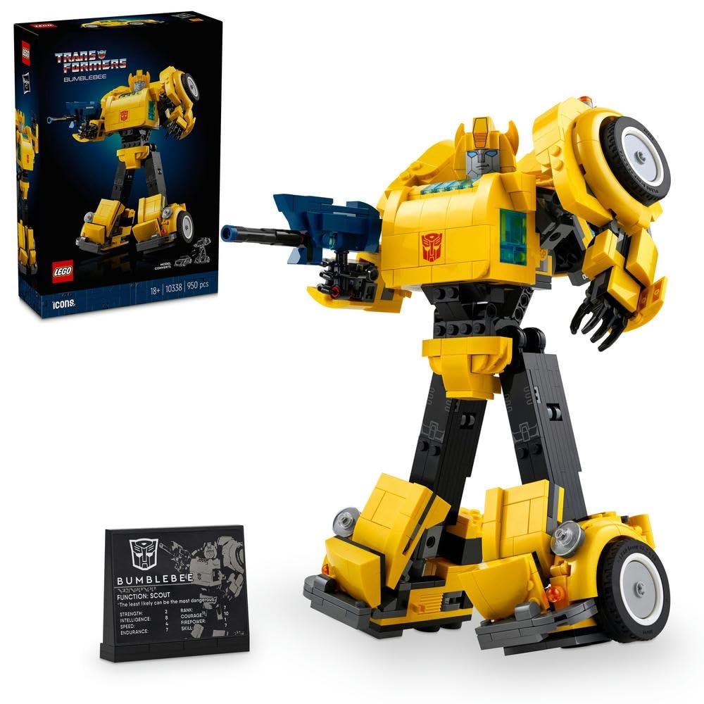 مجموعه ساخت مدل ربات قابل تبدیل به خودرو LEGO Icons با نام بامبل‌بی، بسته سازی فیگور اکشن برای بزرگسالان، هدیه‌ای مناسب برای مردان و زنان، علاقمندان به فیلم‌های علمی - تخیلی