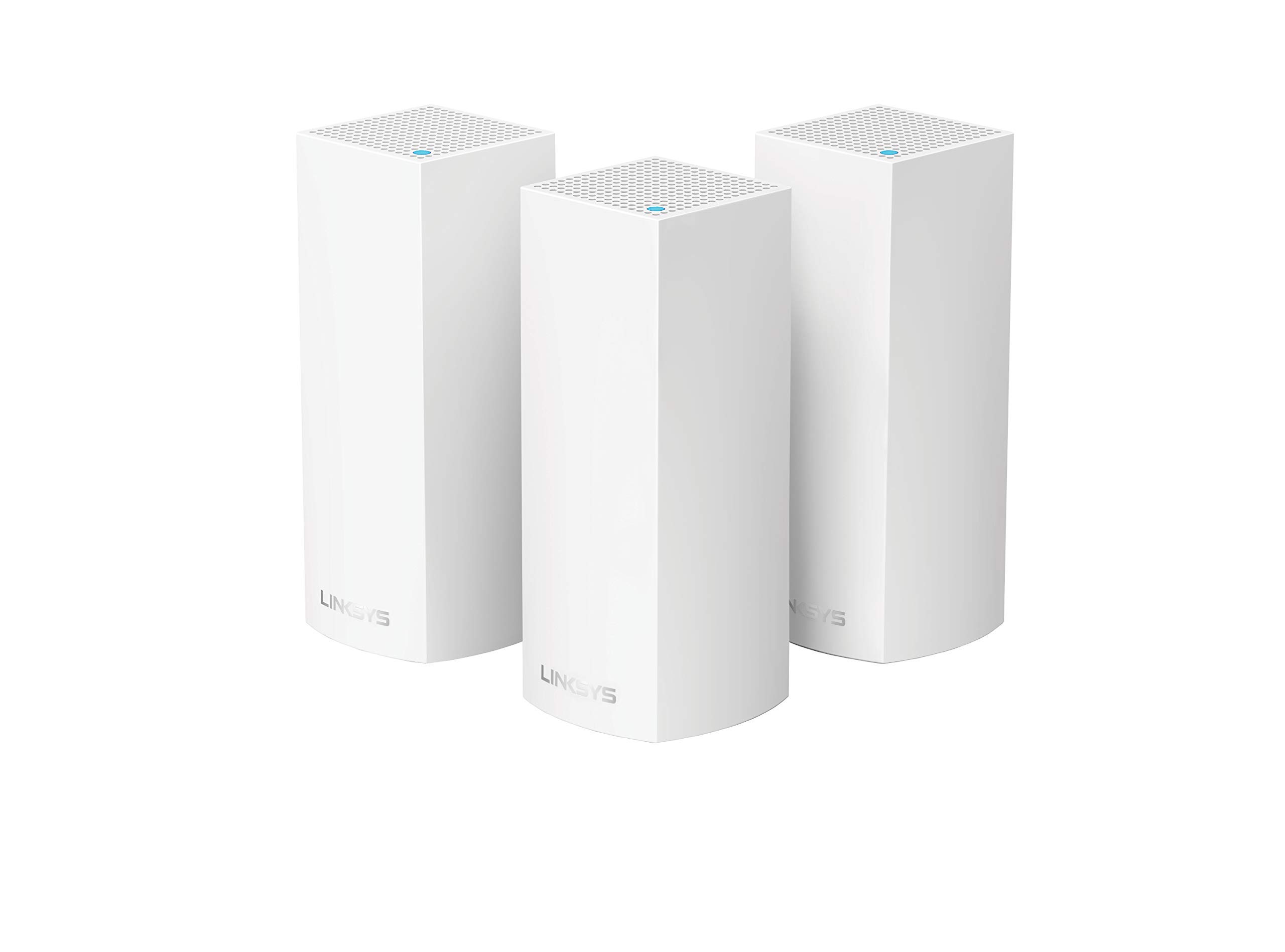سیستم وای-فای مش Linksys WHW0303 Velop Whole Home Mesh، روتر، سفید، بسته‌ای ۳ عددی، ۳-بسته AC6600 | ۴-۵ اتاق خواب