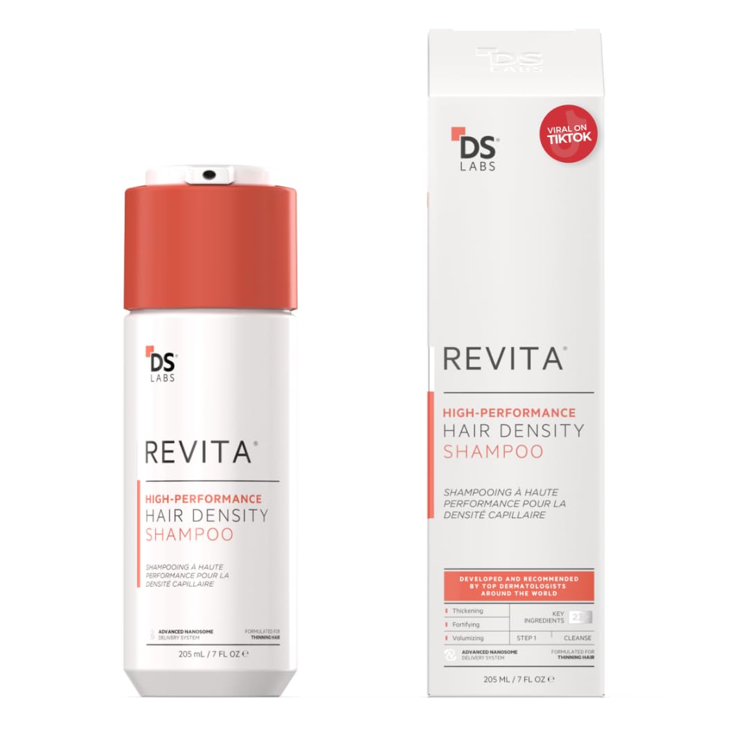 شامپو DS Labs Revita - شامپو با چگونگی کارایی بالا برای پرطراوتی و ضخیم‌تر شدن مو، موی پرتراوت‌تر و سالم‌تر، خالی از سولفات و سیلیکون، برای مردان و زنان، 205 میلی‌لیتر (بسته‌ای یک عدد)