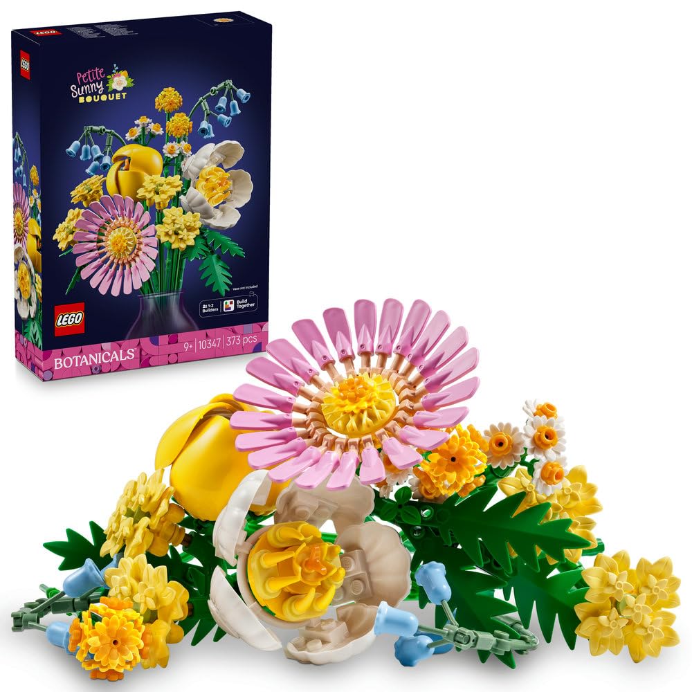 مجموعه ساخت لیگوی گل های مصنوعی Petite Sunny Bouquet - شامل  Bluebells مصنوعی، گلهای پروانه ای، لاله ها و غیره - اسباب بازی طبیعت برای دختران بالای 9 سال و نوجوانان - ایده هدیه تولد - 10347