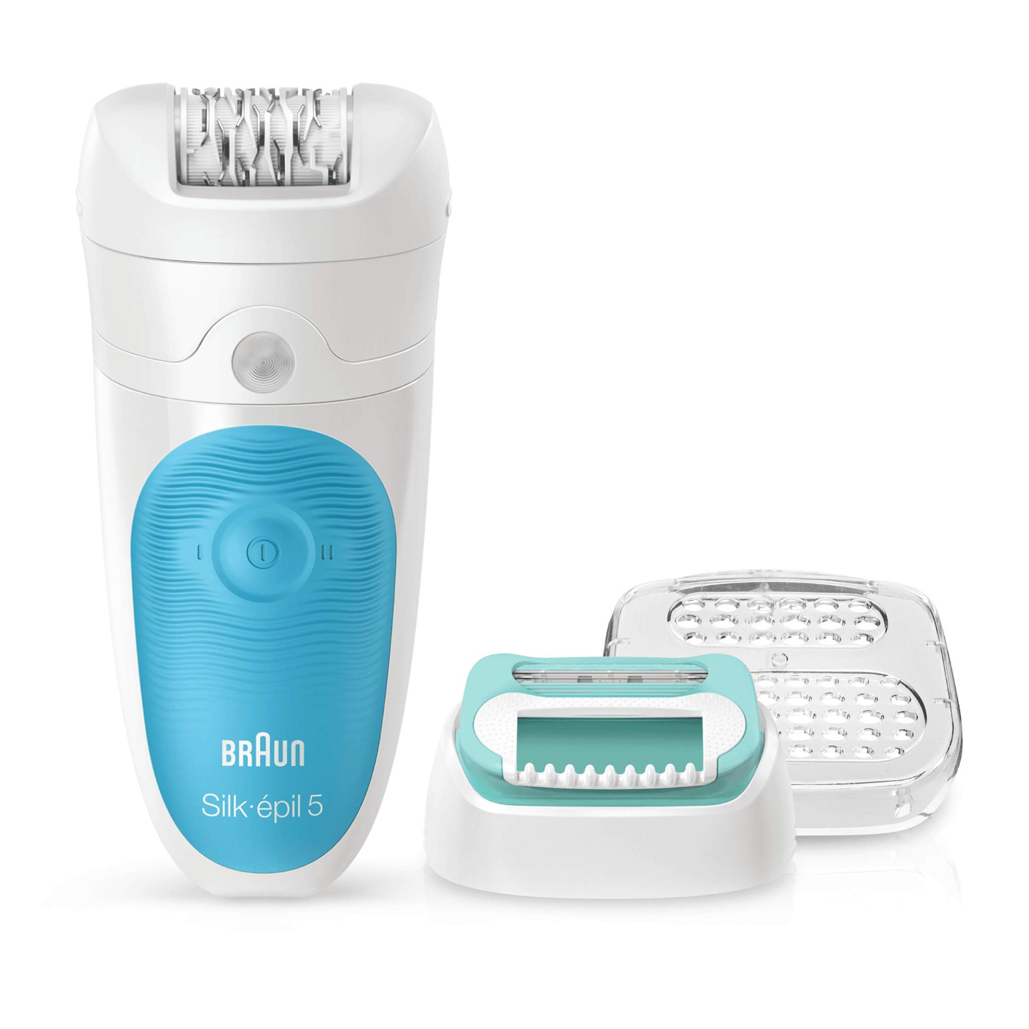 براون Silk-épil 5 - کیت شروع کننده ایپیلاتور برای از بین بردن مو، شامل خرد کننده و تراش زنانه، تراش سر، خشک و تر، پریز دو سر UK، سفید SE5-511