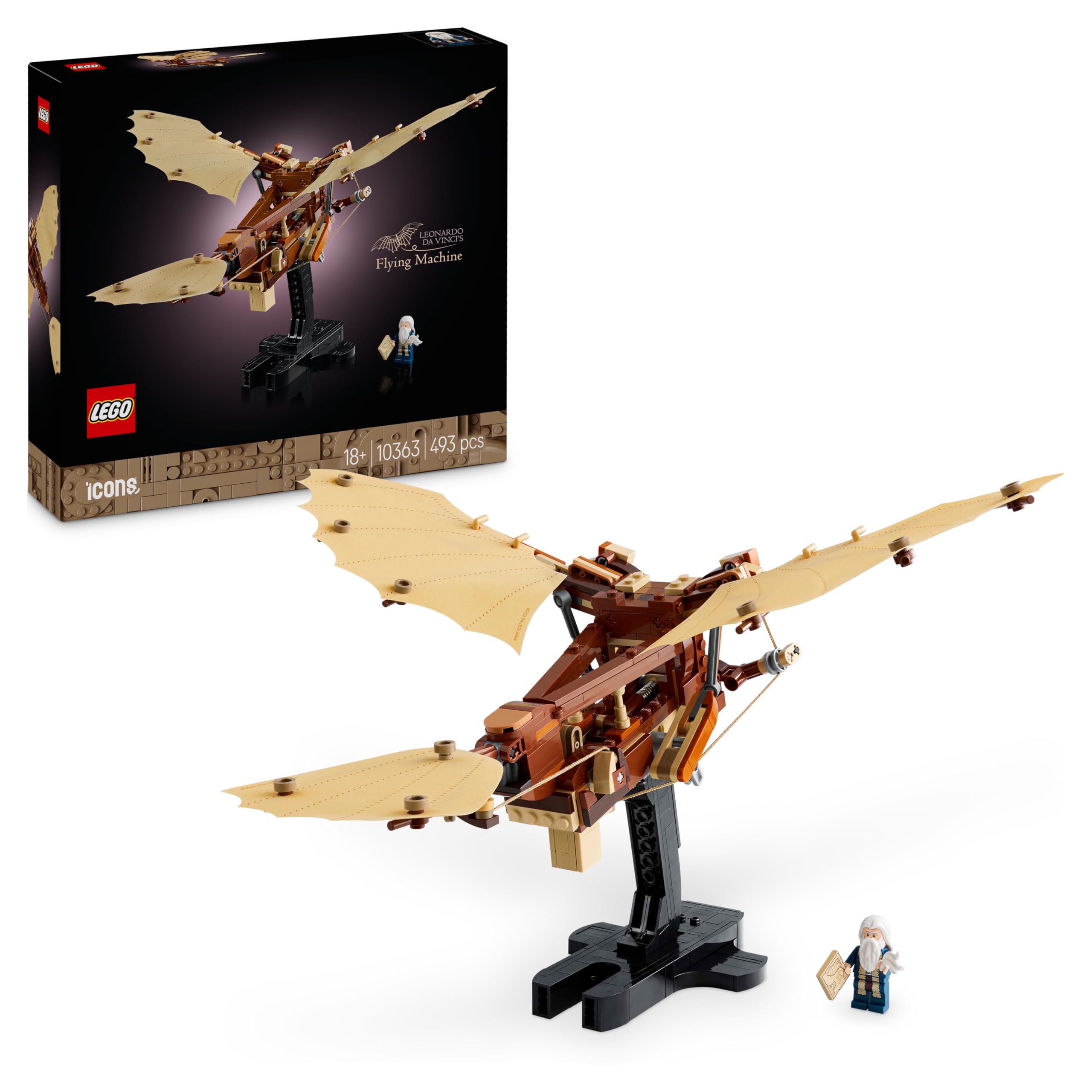 مجموعه ساخت و ساز ایکون های لئوناردو داوینچی Leonardo da Vinci Flying Machine برای بزرگسالان، تزئینات خانه و دفتر مدل بناهای هوایی، هدایای هوانوردی برای علاقه‌مندان به تاریخ، مردان و زنان 10363