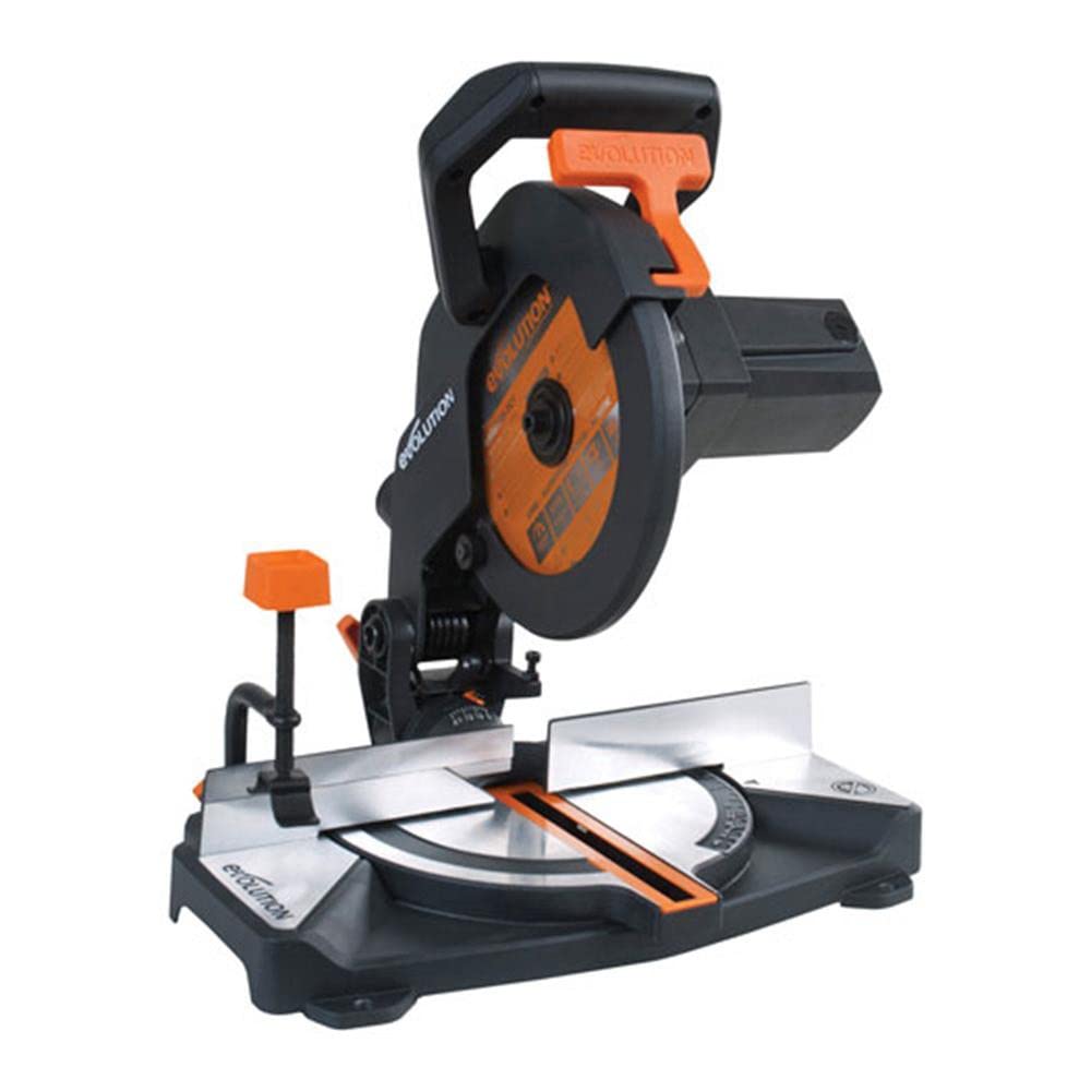 Evolution Power Tools 046-0002A R210CMS اره ترکیبی با قابلیت برش چند مواد، بیوییل، 45 درجه زاویه، گارانتی 3 ساله، 1200 وات، استفاده از سایت 110 ولت R210CMS (110 ولت)