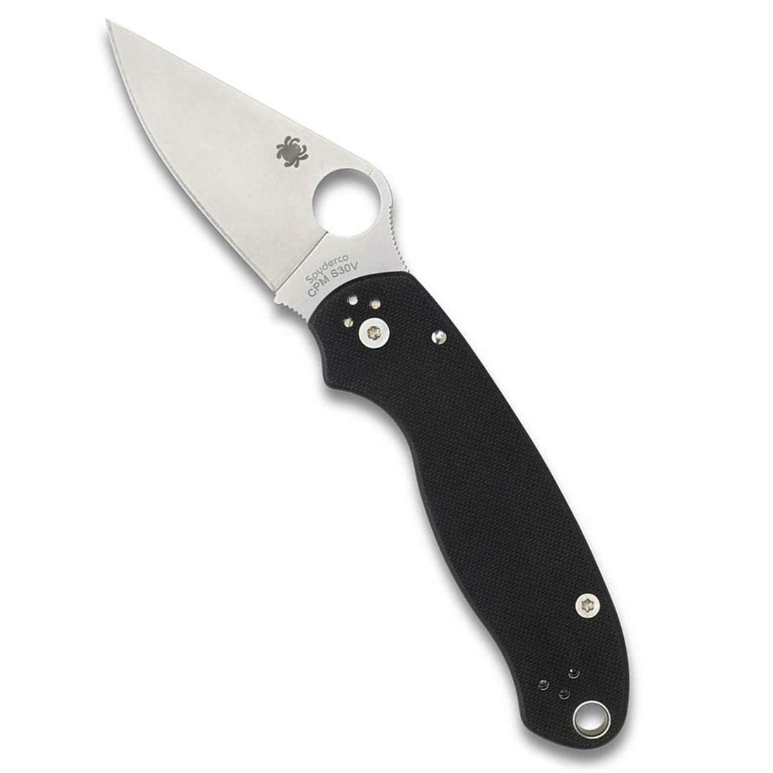 چاقوی تاشو Spyderco Para 3 Signature با تیغه استیل ضدزنگ 2.95 اینچ و دسته قوی G-10 - تیغه با طراحی لبه ساده - مدل C223GP، دسته سیاه