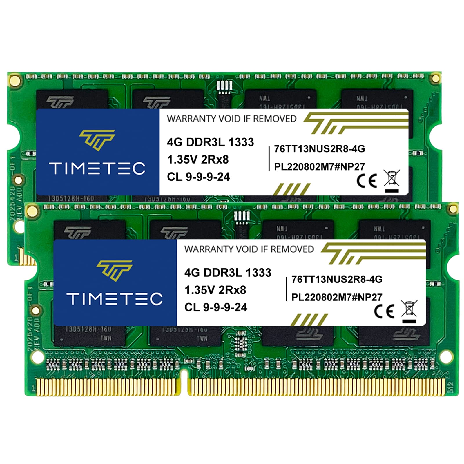 Timetec 8GB KIT (2x4GB) DDR3 1333MHz PC3-10600 Non-ECC Unbuffered 1.5V CL9 2Rx8 Dual Rank 204 Pin SODIMM حافظه RAM ماژول ارتقاء لپتاپ نوت بوک کامپیوتر (8GB KIT (2x4GB))