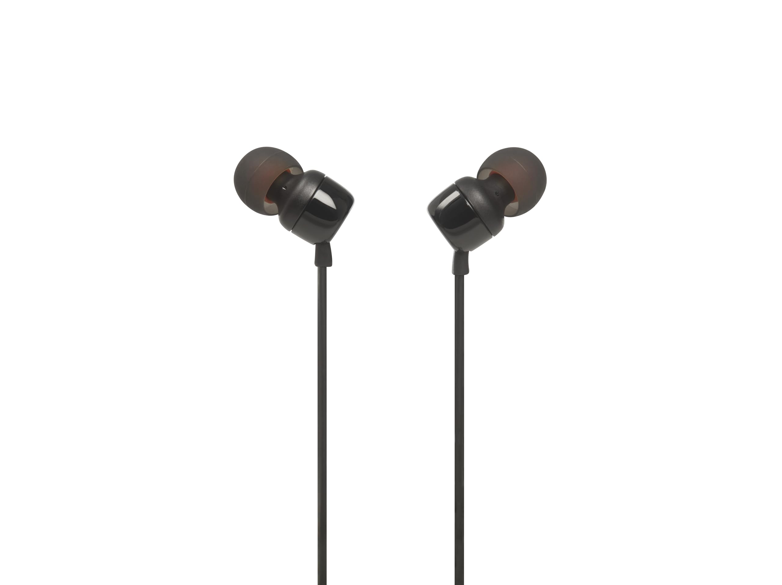 هدفون داخل گوشی سیمی JBL Tune 110، صدای بیس قدرتمند و عمیق، کنترل از راه دور/میکروفن 1 دکمه ای، کابل مسطح بدون گره، مناسب برای استفاده بسیار راحت - رنگ سیاه، مدل JBLT110BLK سیاه T110