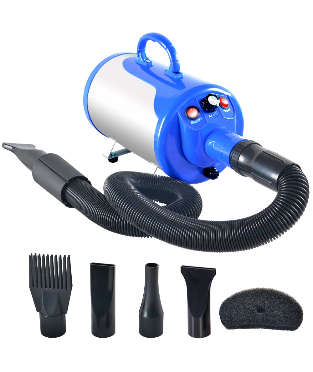 SHELANDY 3.2HP میله قابل تنظیم سرعت خشک کن موی حیوانات خانگی (آبی)