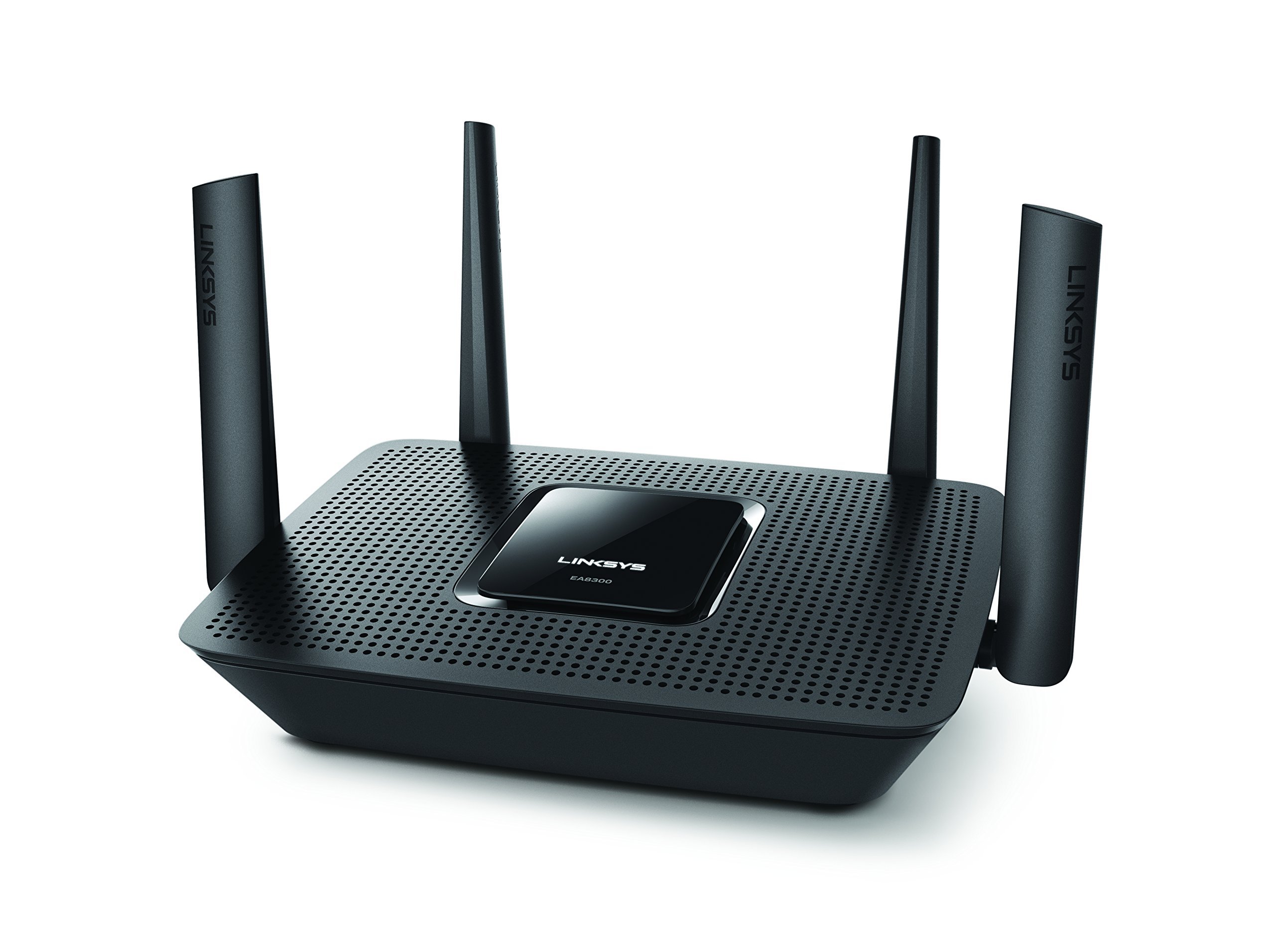 رابط‌های Linksys EA8300 Max-Stream: روتر Wi-Fi Tri-Band AC2200 برای شبکه خانگی بی‌سیم، بازی و استریمینگ بی‌وقفه، MU-MIMO (سیاه) ۲۰۰۰ پایه، ۲۰+ دستگاه، ۲.۲ گیگابیت بر ثانیه