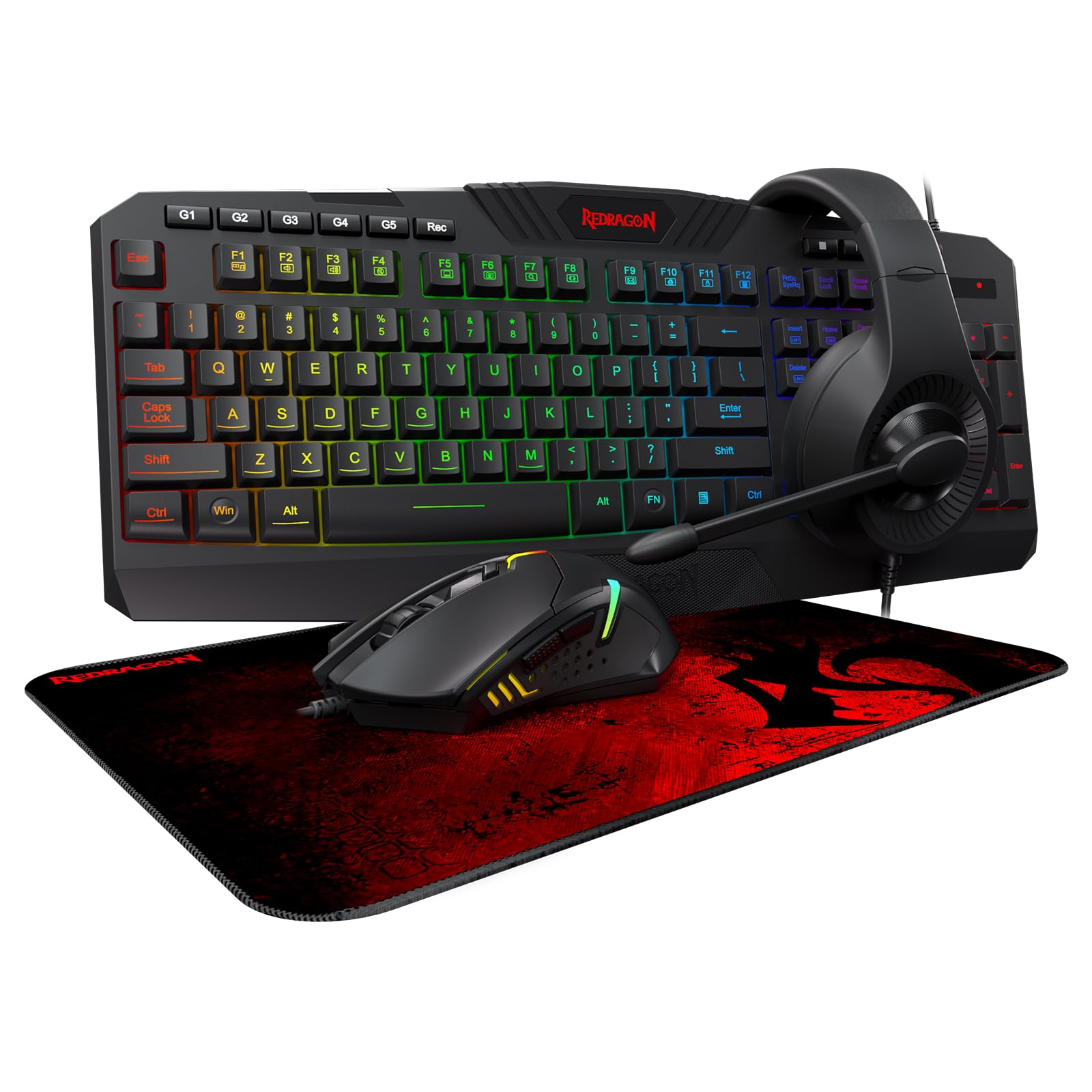 Redragon S101 کیت 4 در 1 باسیم با نور پس زمینه RGB و جاذبه سیاه