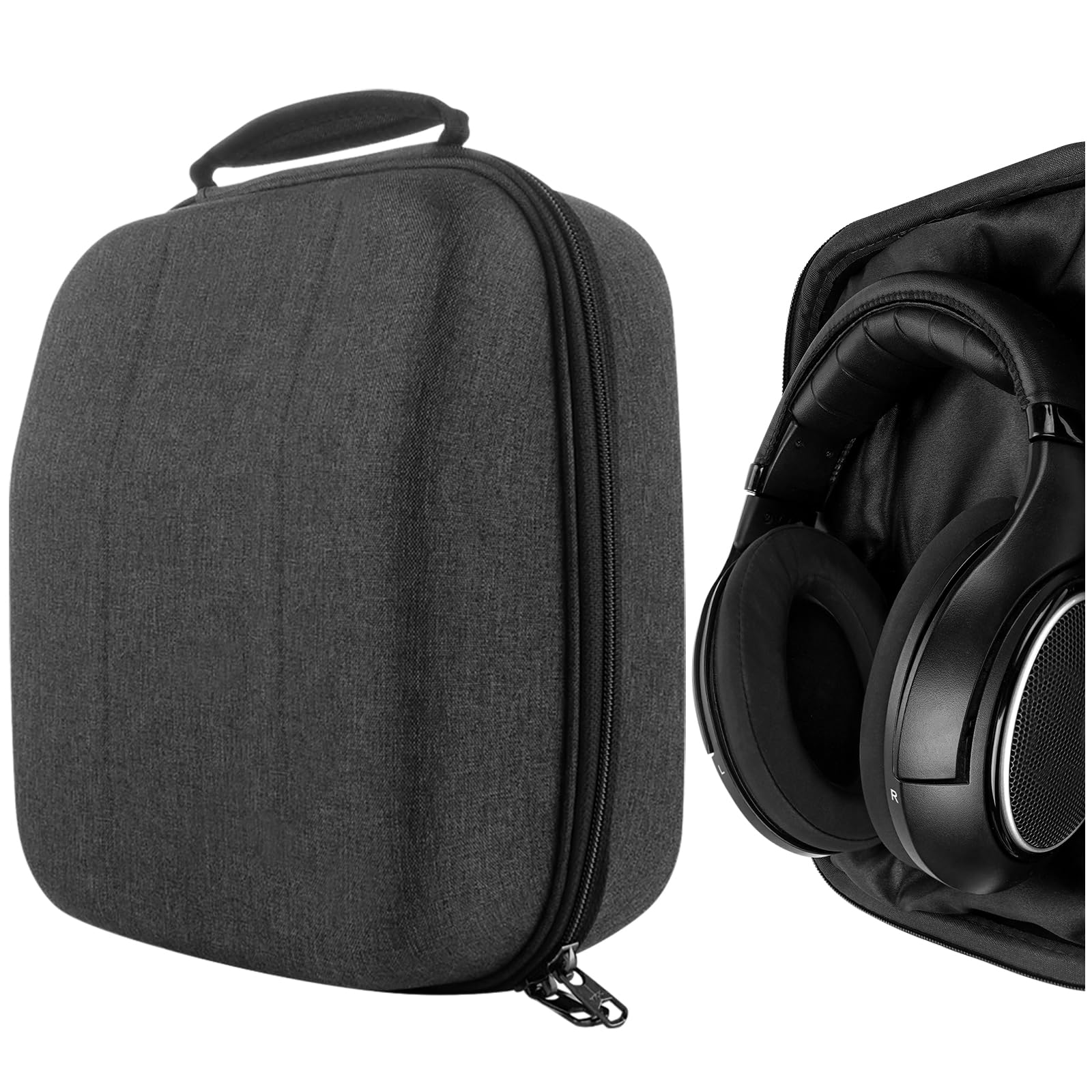 کیس گیکریا برای هدفون‌های بزرگ Over-Ear، سازگار با مدل‌های Sennheiser HD660s 2 و HD599، کیس حمل و نقل محافظ سخت و جایگاه ذخیره‌سازی کابل با رنگ خاکستری تیره