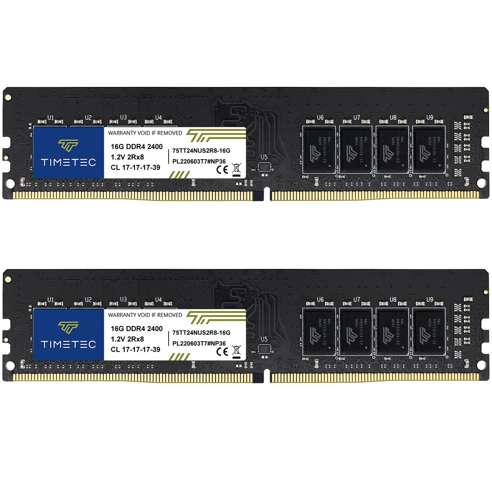 Timetec 32GB KIT(2x16GB) DDR4 2400MHz PC4-19200 غیر-ECC Unbuffered 1.2V CL17 2Rx8 رتبه دوگانه 288 پین UDIMM حافظه رم کامپیوتر رومیزی ارتقاء ماژول (32GB KIT(2x16GB))
