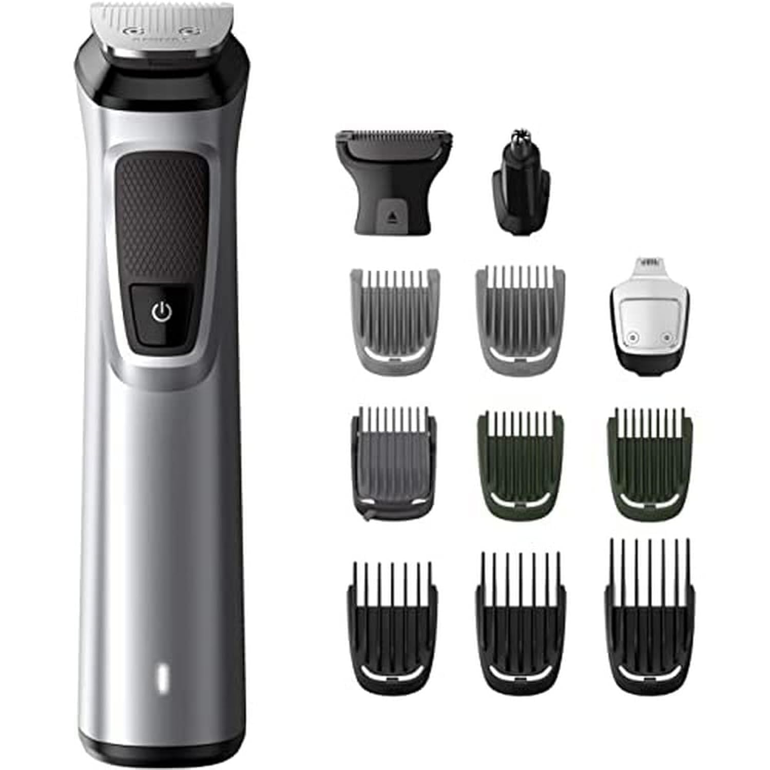 Philips Series 7000 13 in 1 Ultimate Multi Grooming Kit for Beard, Hair and Body with Nose Trimmer Attachment, Premium Metal Handle - MG7715/65
سری 7000 فیلیپس 13 در 1 کیت ابزار مدیریت حرفه ای برای ریش، مو و بدن با ضمیمه تراش بینی، دسته فلزی و پیشرفته - MG7715/65
