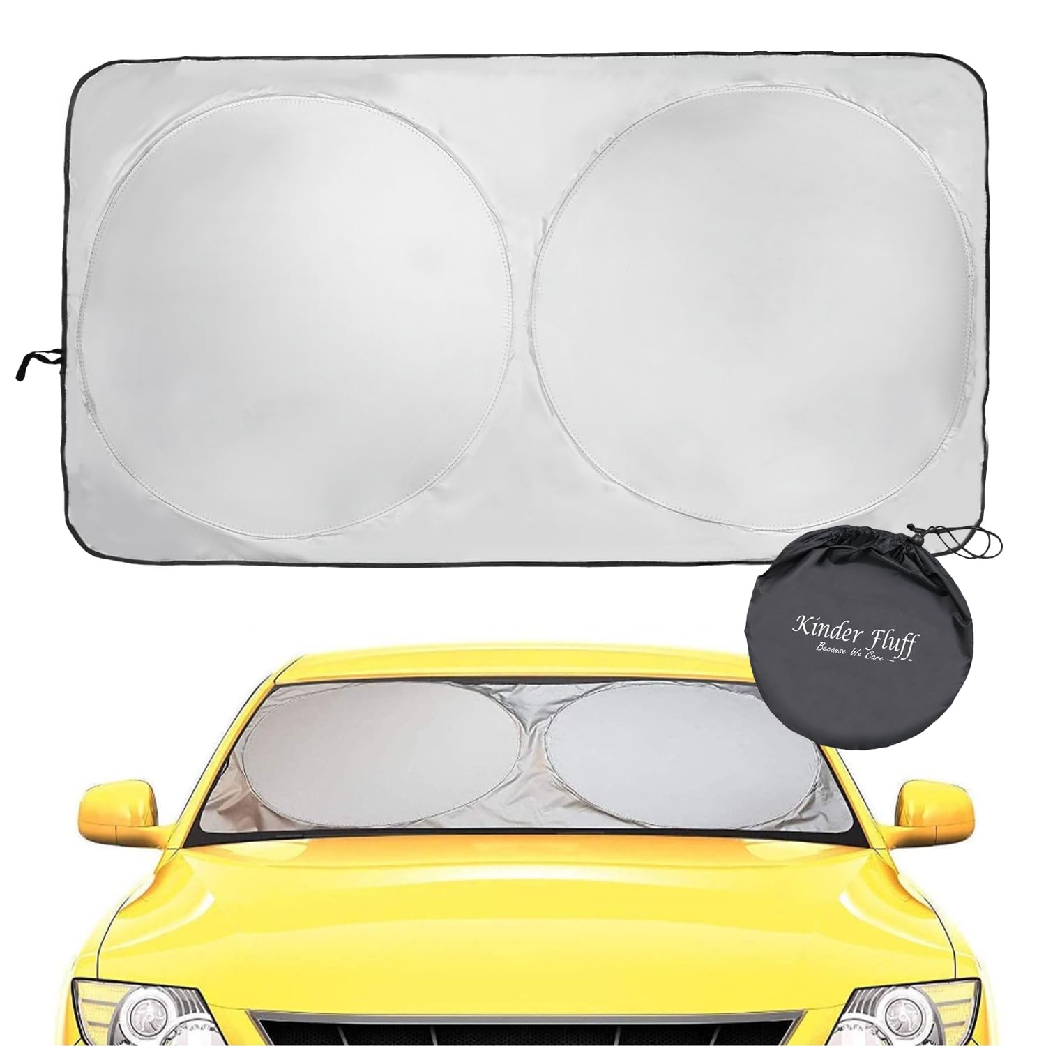 پارچه نرم و Le Car Windshield Sun Shade با جیب ذخیره‌سازی | تنها زیره آفتاب قابل تایید است که به اثبات مواجهه با 99.87٪ پرتو UV نهایت محافظت از سرما و خودروی خنک‌ترین پارچه نرم و Le مدل است (استاندارد) سیاه و نقره‌ای (1 عدد)