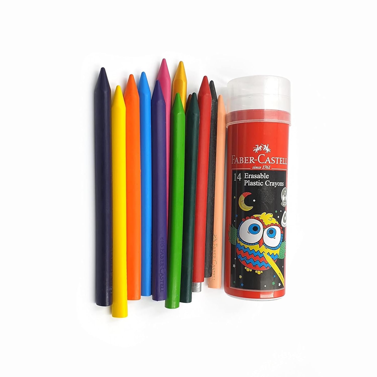 مدادهای رنگی پلاستیکی Faber-Castell 12 رنگ 90 میلی‌متری در 14 عدد باند فلزی (بسته‌ی 1 عددی)