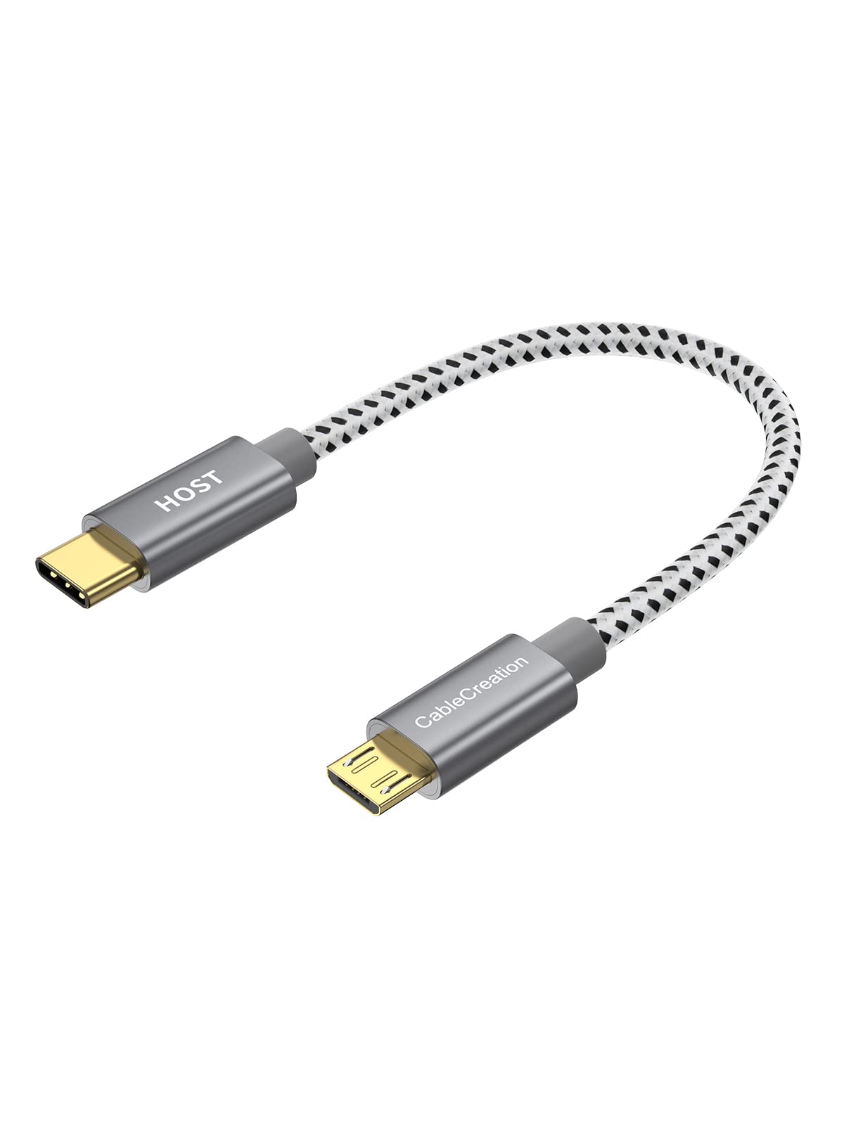کابل‌سازی نوع CableCreation USB-C به Micro USB 2.0، کابل کوتاه 0.65 فوتی Type C برای گلکسی S8/S8 پلاس، گوگل پیکسل 2 ایکس‌ال و سایر دستگاه‌های اندروید، مشکی و خاکستری 15 سانتیمتراین.