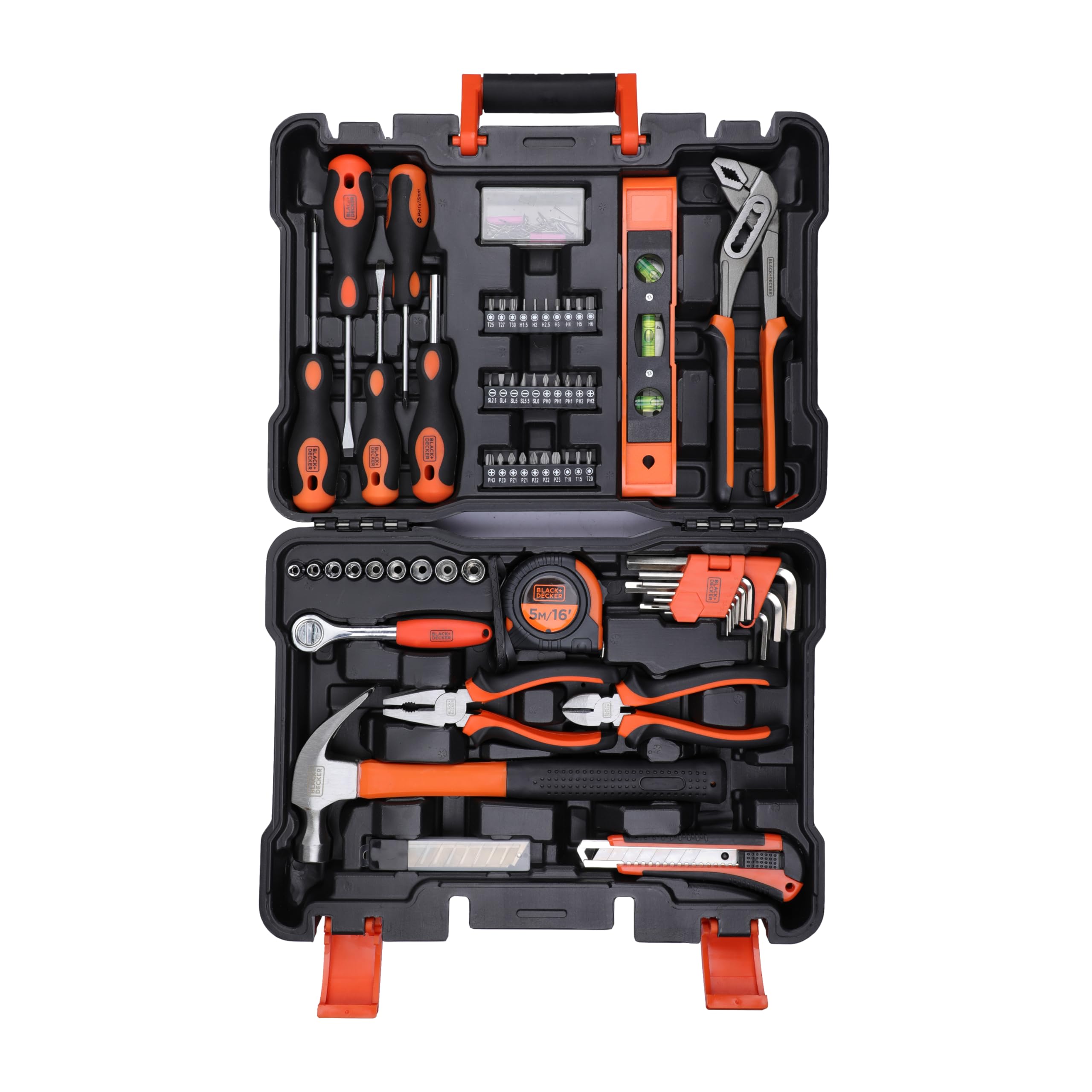 کیت ابزار دستی ۱۵۴ قطعه‌ای BLACK+DECKER برای استفاده در خانه و دفتر BMT154C