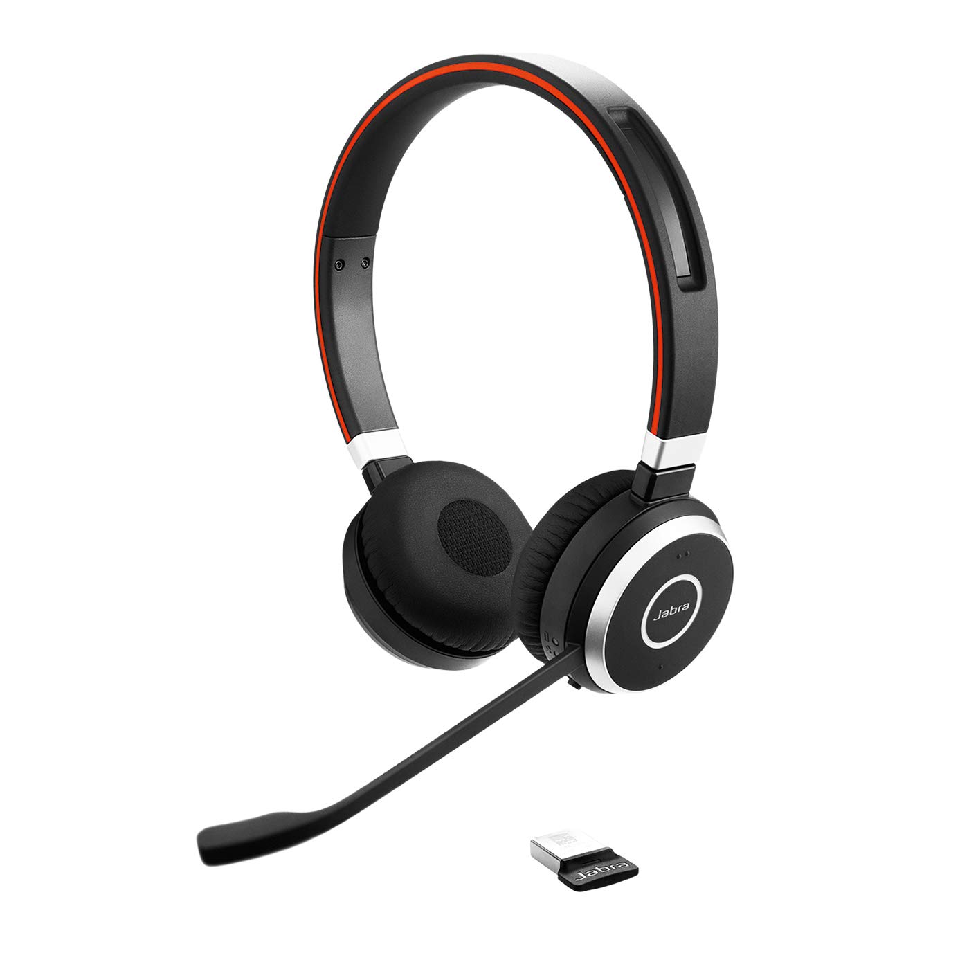 هدست بی‌سیم استریویی Jabra Evolve 65 - هدفون تایید شده یوسی با باتری با ماندگاری طولانی - آداپتور بلوتوث USB - Evolve 65 SE سیاه