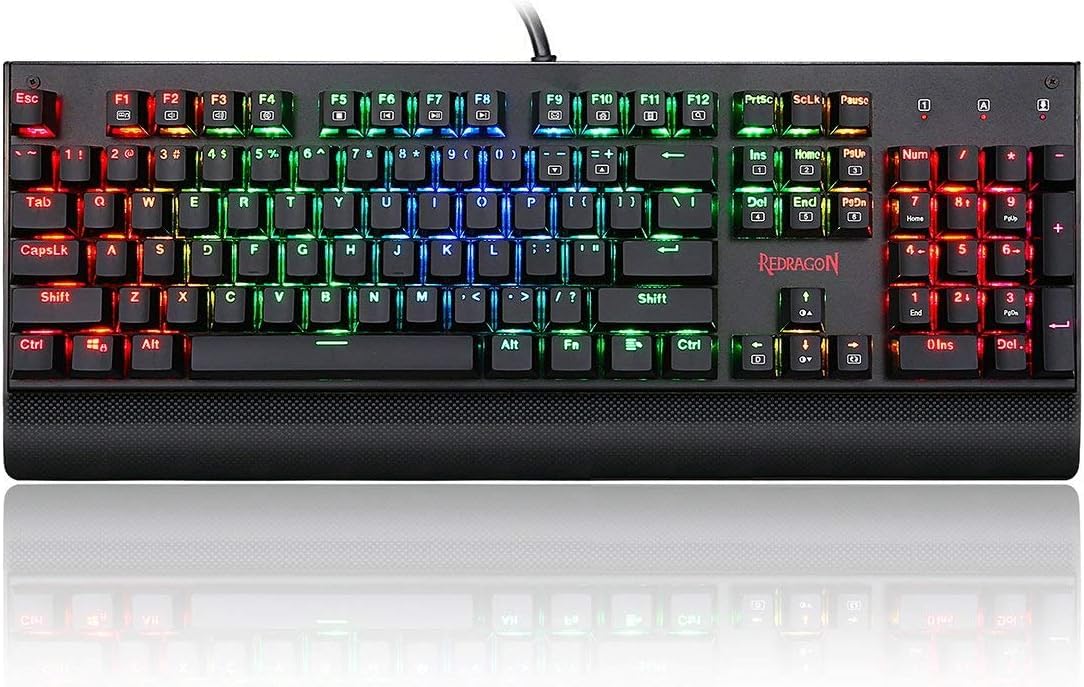 صفحه کلید بازی مکانیکی قابلیت ایجاد نور پس زمینه RGB دارد و از سوئیچ‌های آبی استفاده می‌کند.