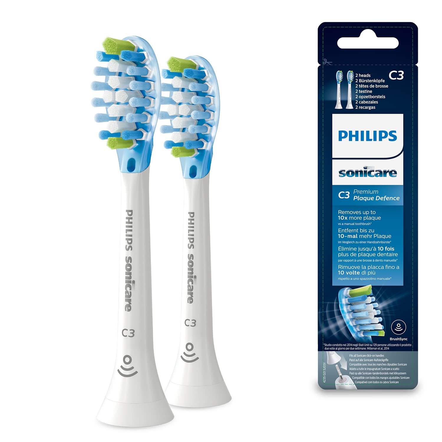 سر سیستم تعویضی فعال برس دندانپزشکی پریمیم فیلیپس Sonicare برای دفاع در برابر پلاک، 2 عدد، رنگ سفید - مدل Hx904217 سفید 2