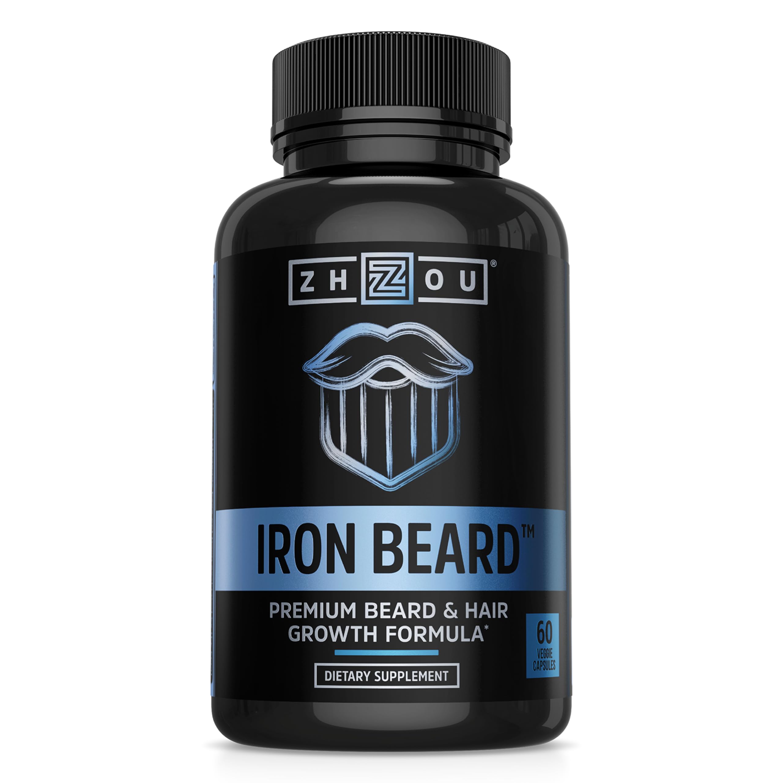 مکمل ویتامینی رشد زوی Iron Beard برای مردان | ۳۰ پرتغالی، ۶۰ کپسول | بیوتین ارگانیک، زنگاله سو آمریکایی و ویتامین‌های گروه برای حمایت از رشد موهای صورت، مکمل مراقبتی برای رشد کامل ریش