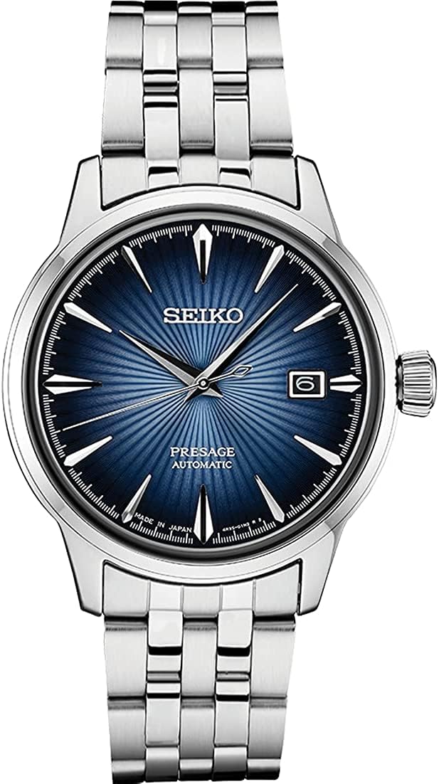ساعت اتوماتیک مردانه SEIKO - مجموعه Presage - با تقویم تاریخ - ضد آب تا ۵۰ متر - رنگ آبی - مدل SRPB41