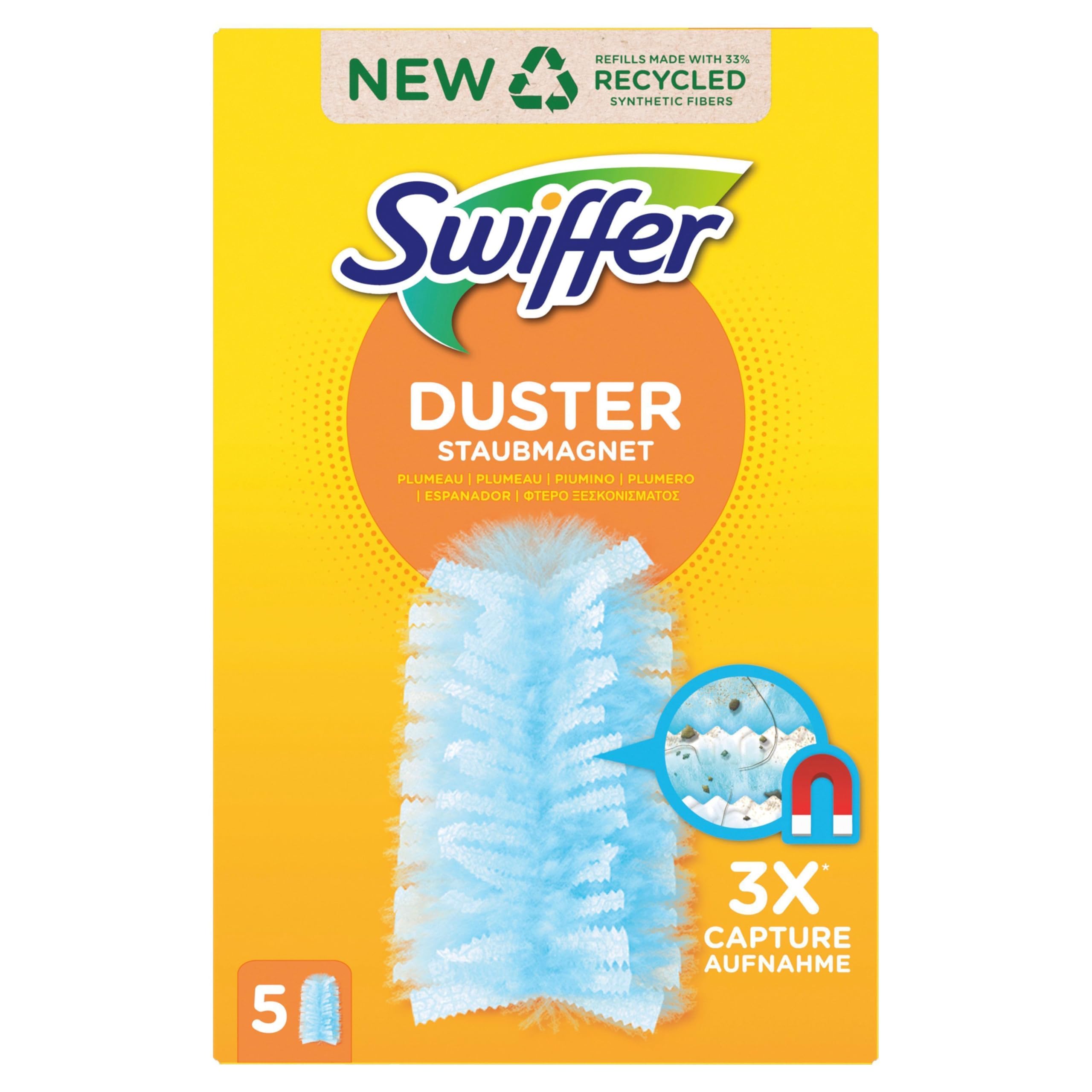برس Swiffer Dust Magnet Cloths (بسته ۲۵ عددی) - بسته ۲۵ عددی از دستمال‌های گرد و غبار مغناطیسی Swiffer (۵x۵)