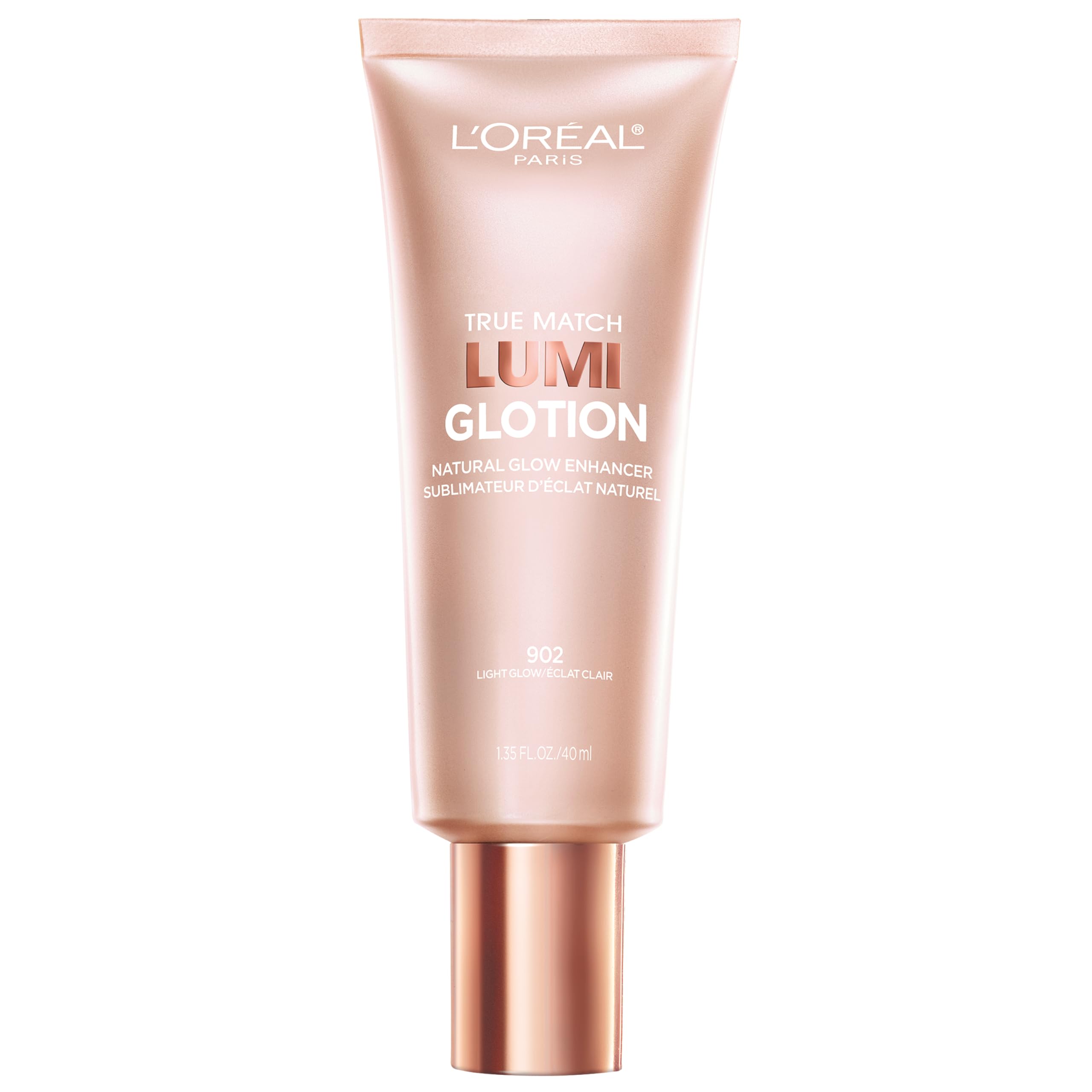 ضایعات L'Oreal Paris Makeup True Match Lumi Glotion، تقویت کننده درخشش طبیعی، روشن کننده، قطرات برنزه برای یک درخشش آفتابی، 902 نور 40 میلی لیتر (بسته‌ای یک تایه) 902 نور