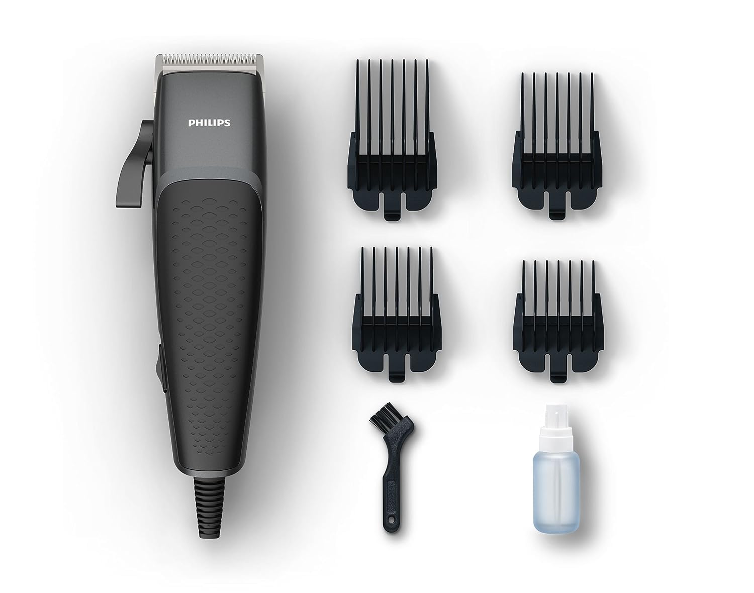 موتور مفتول مسی مدل Philips Hairclipper Series 3000 با تیغه‌های فولادی دوام‌دار، سیم برق 2.4 متری، چهار عدد نوک اضافه Click-On Combs، مدل Hc310013. گارانتی 2 ساله کد S1121/40، 4 نوک اضافه