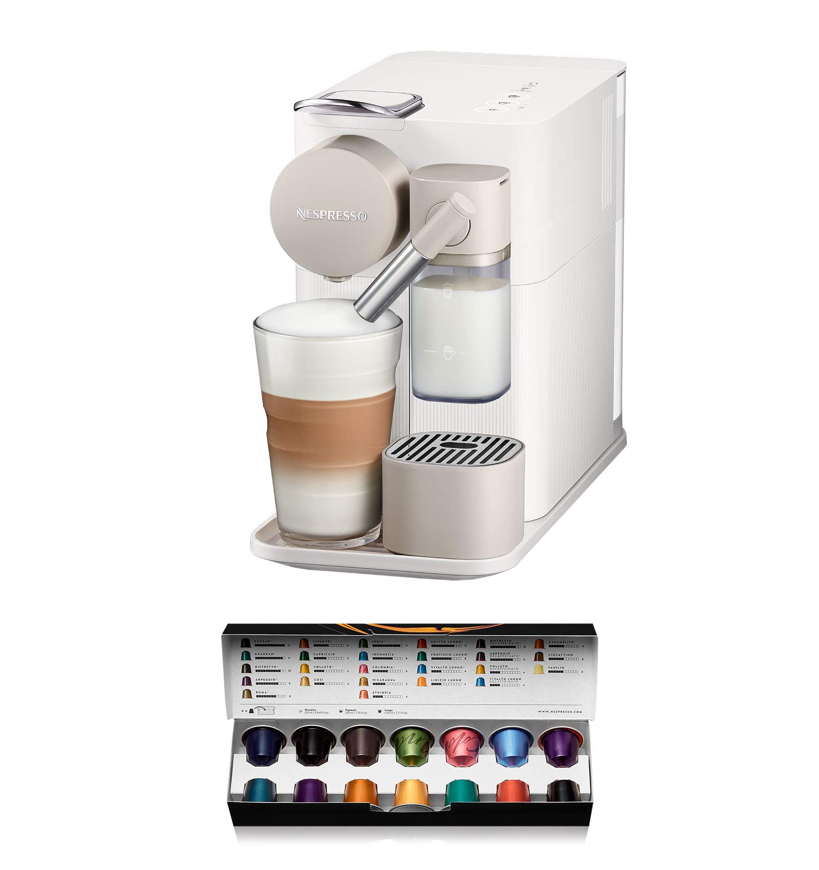 Nespresso Silky White: دستگاه قهوه ساز تک نفره De'Longhi 0132193272 Latissima One، 1400 وات، 1 لیتر، رنگ سفید شیک