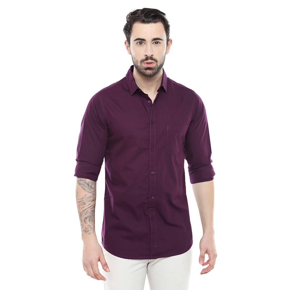 پیراهن غیر رسمی یقه گرد مردانه دنیس لینگو از پارچه پنبه با رنگ بنفش (C301_Purple_M) سایز XXL با رنگ بنفش