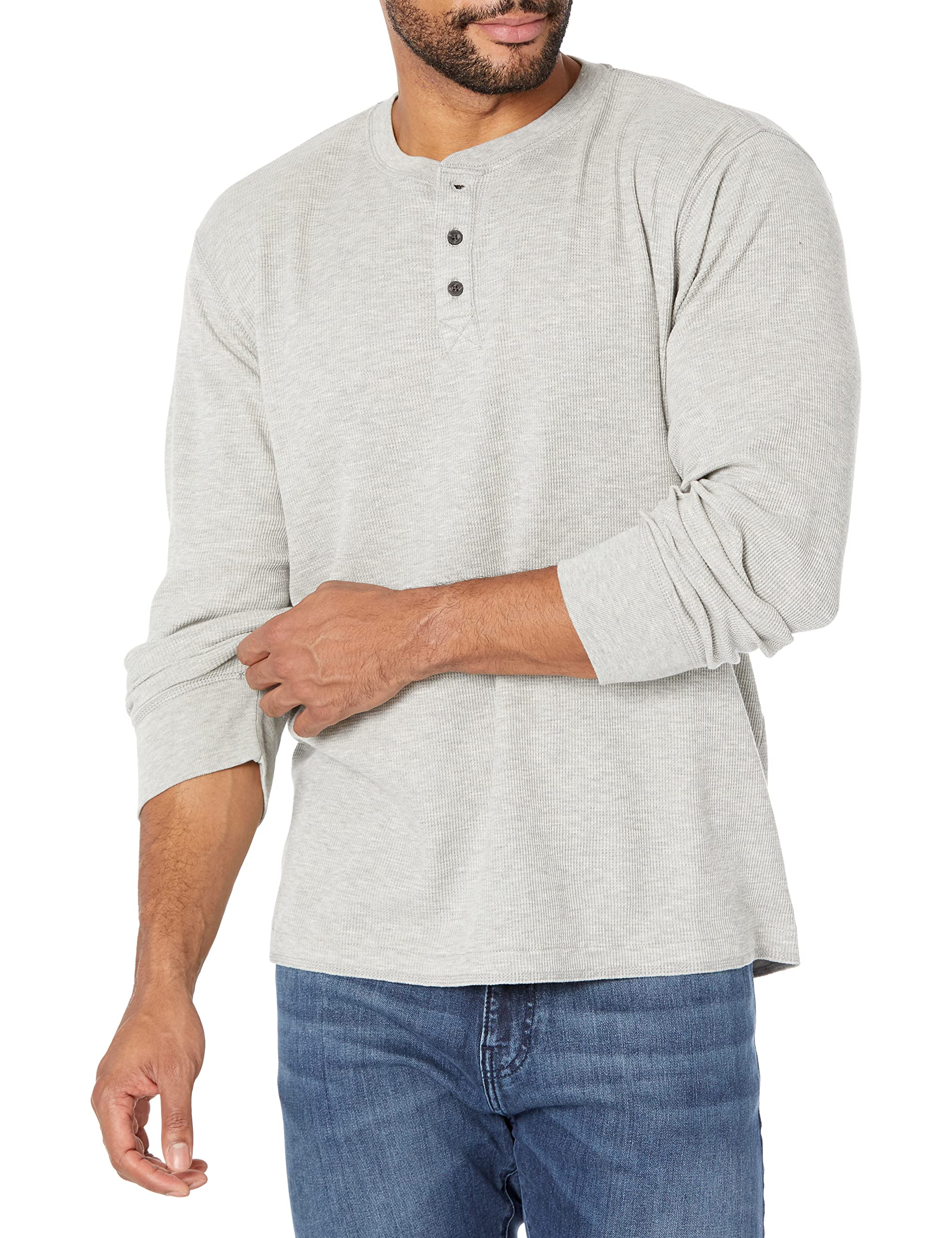 پیراهن طولانی آقایان Wrangler Authentics با یقه وافل مدل M رنگ خاکستری روشن