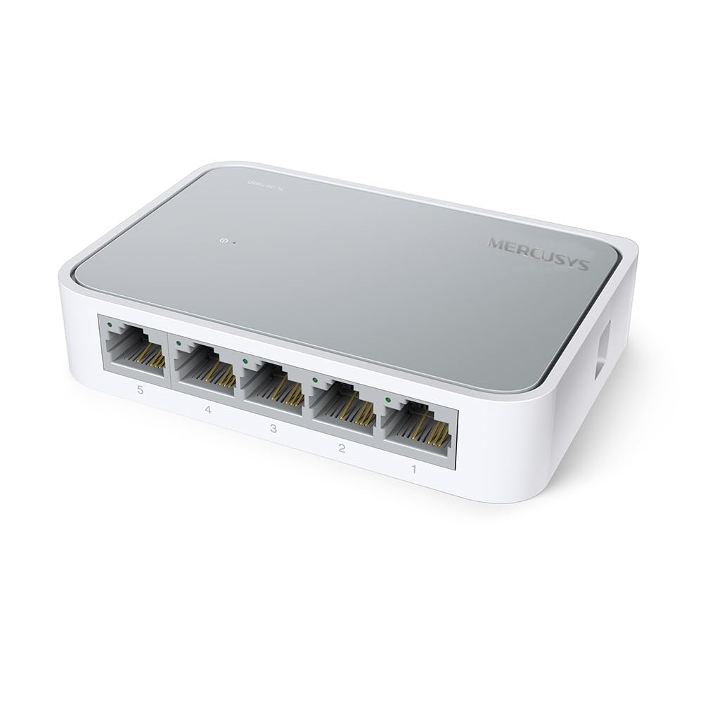 MERCUSYS TP-Link TL-SF1005D 5-Port 10/100 Mbps سوییچ/هاب اترنت دسکتاپ، جداساز اترنت، پلاگ اند پلی، بدون نیاز به پیکربندی پورت‌های سریع دسکتاپ