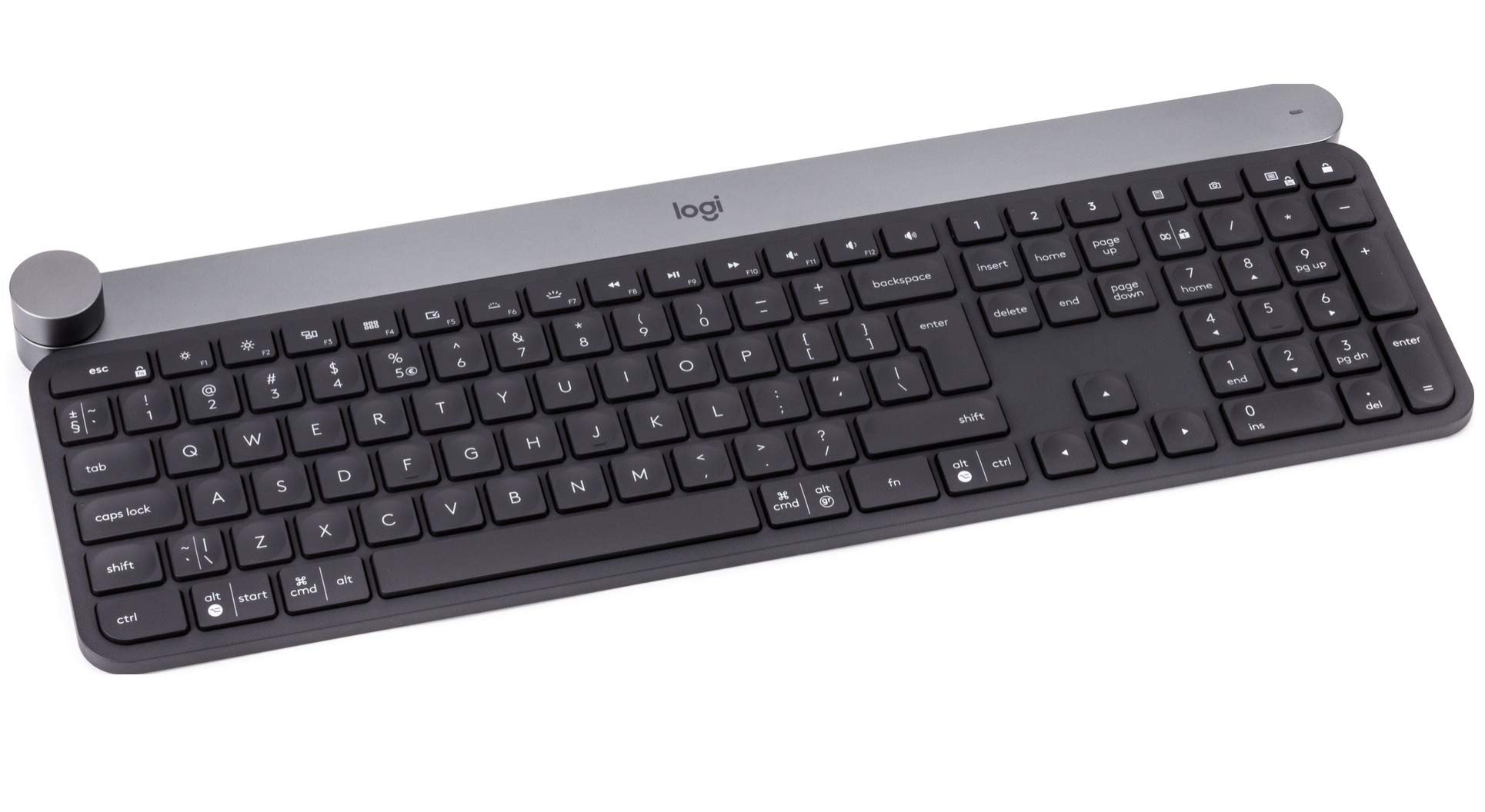 کیبورد بی‌سیم Logitech Craft نورپردازی شده، ۲.۴ گیگاهرتز و بلوتوث، دیال ورودی قابل برنامه‌ریزی، چندگانه، کلید‌های پشتیبانی اتوماتیک بازتابی، شارژدهی، طراحی Qwerty US-International مدرن