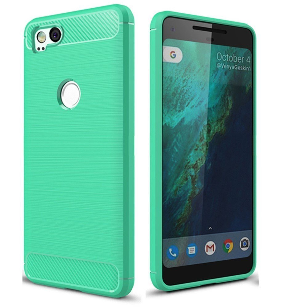 کیف موبایل Cruzerlite Google Pixel 2 XL، کیف Pixel2 XL، کیف نازک جذب شوک فیبر کربن برای گوگل پیکسل 2 XL (2017) سبز آبی