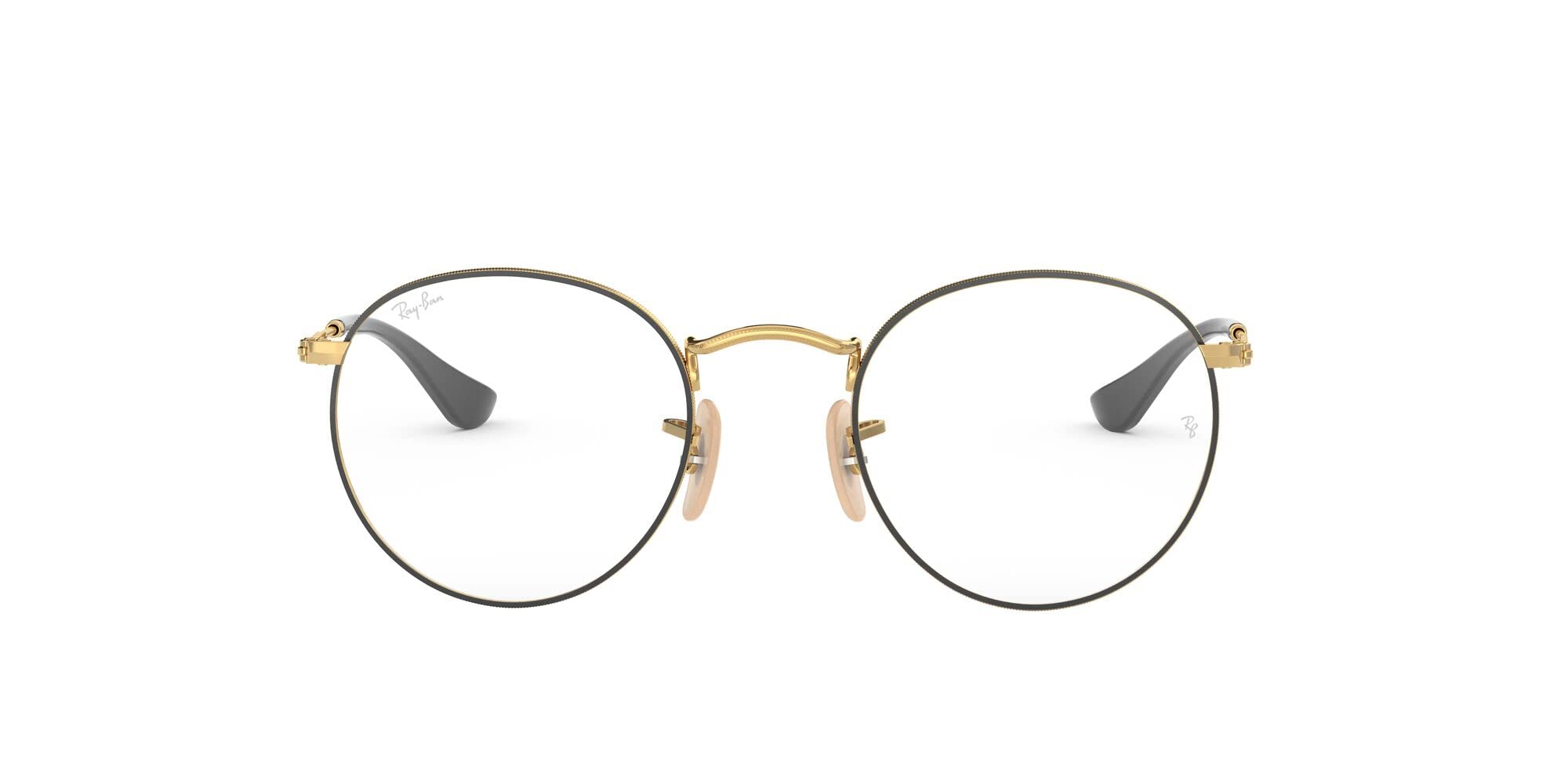 فریم عینک تجویزی دایره‌ای فلزی Ray-Ban Rx3447v رنگ مشکی بر روی لنز آریستا/دمو دارای قطر ۵۰ میلی‌متر