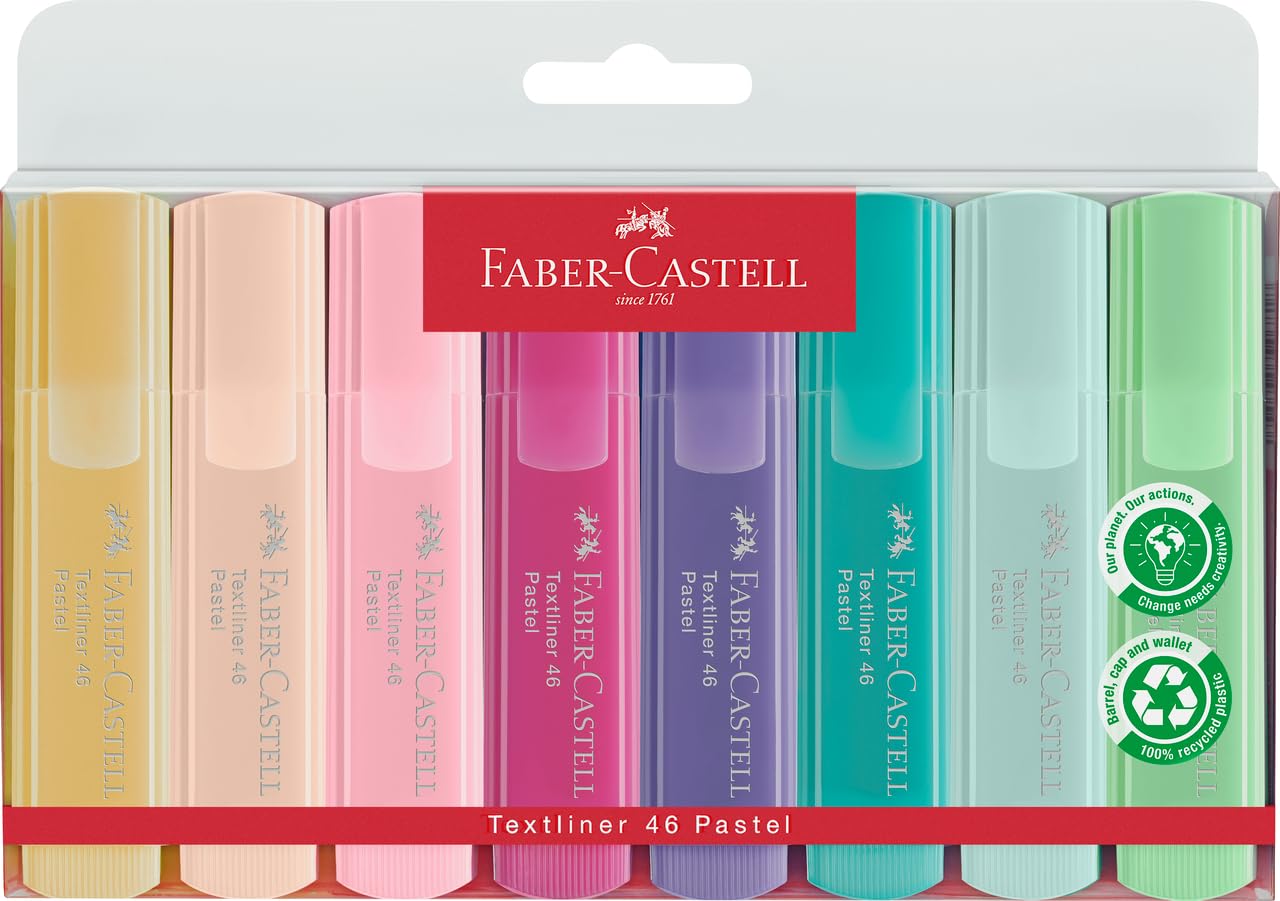 مداد رنگی Faber-Castell Textliner TEXTLINER 1546 - مجموعه‌ای ۸ تایی رنگارنگ پاستل.